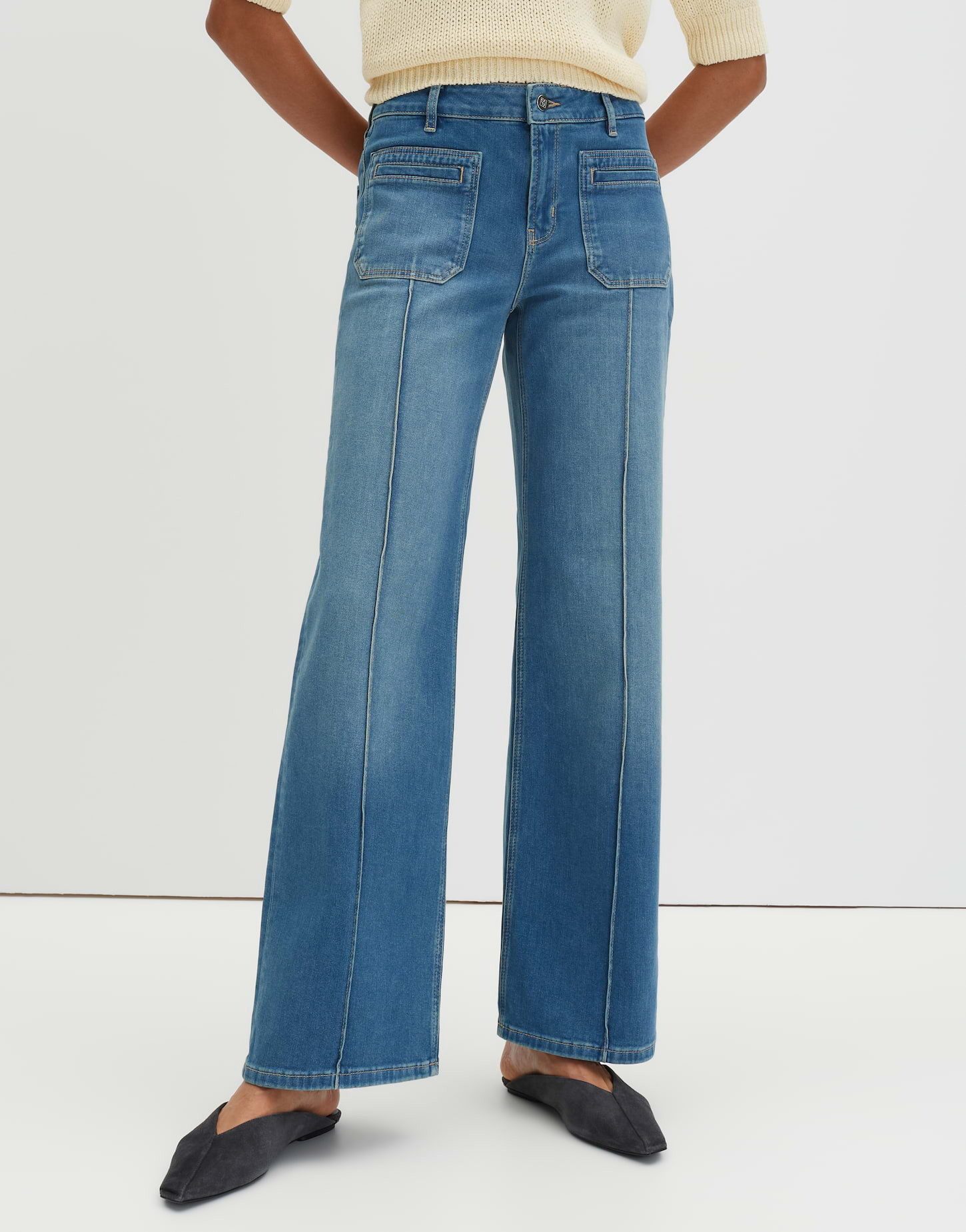 someday Bootcut-Jeans Carie french bold Mid Rise, 5-Pocket-Design mit leichter Used-Waschung