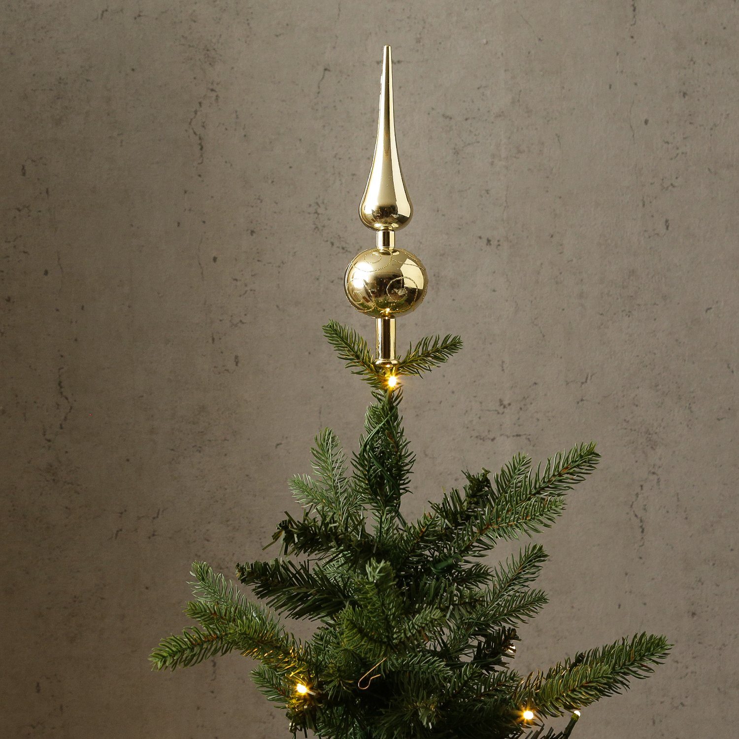 MARELIDA Christbaumspitze Weihnachtsbaum Baumspitze Kunststoff gold H:23cm Spitze für Christbaum