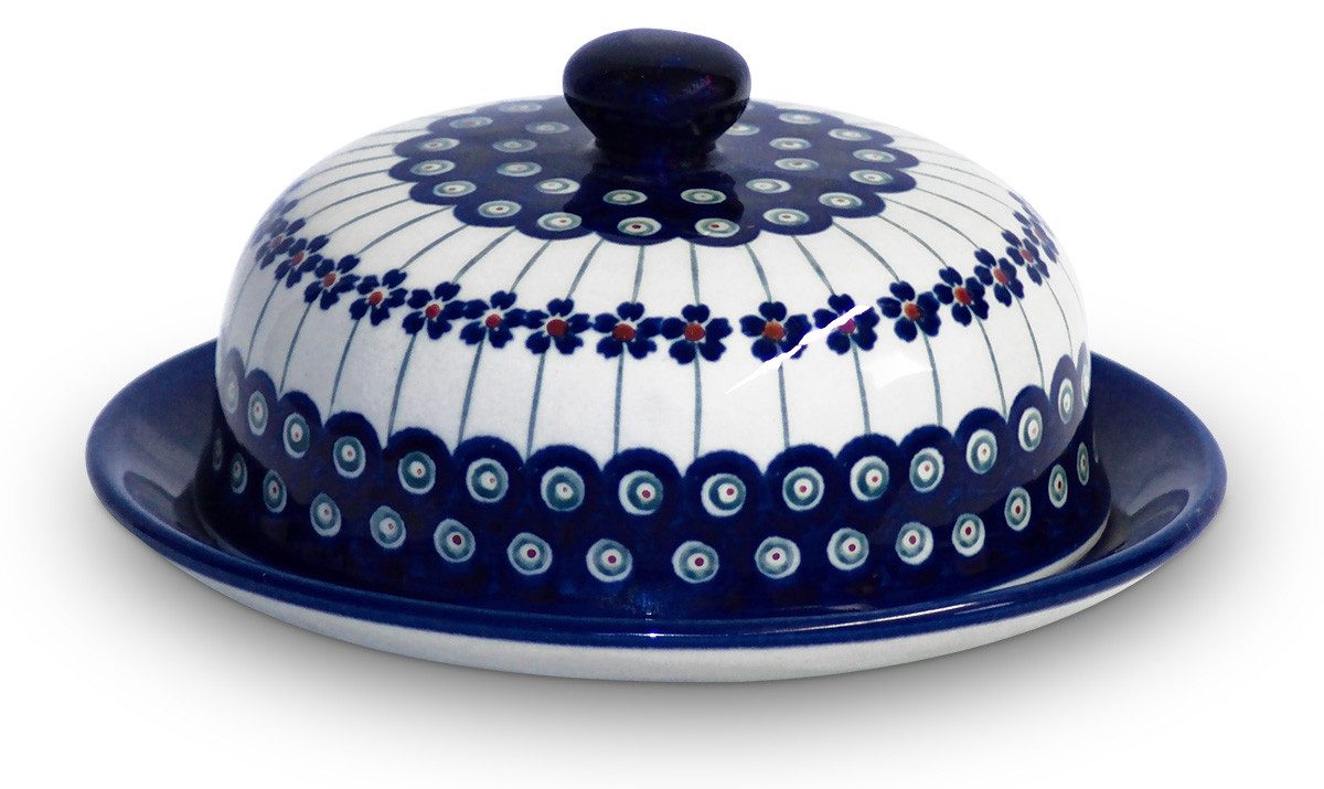 Bunzlauer Keramik Käseglocke Bunzlauer Keramik Käseglocke Ø15,5cm Butterdose, Alltagsgröße,Dek 166a