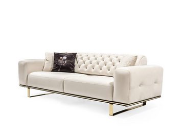 JVmoebel Sofa Chesterfield Sofagarnitur Sofa 31 Sitzer Sessel Stoff Luxus Weiß, 2 Teile, Made in Europa