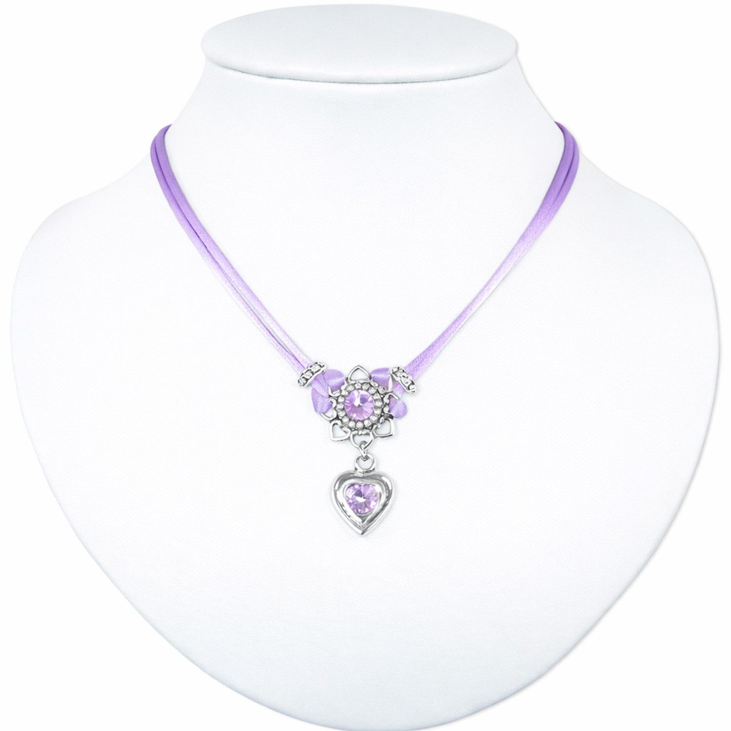 LUISIA® Kette mit Anhänger Chiara mit Herzblüte, Strassherz und Premium Kristallen (inkl. Schmuckbox)