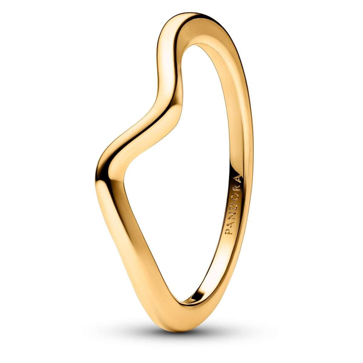 Pandora Fingerring 163095C00, Damenring Polierte Welle Goldfarben