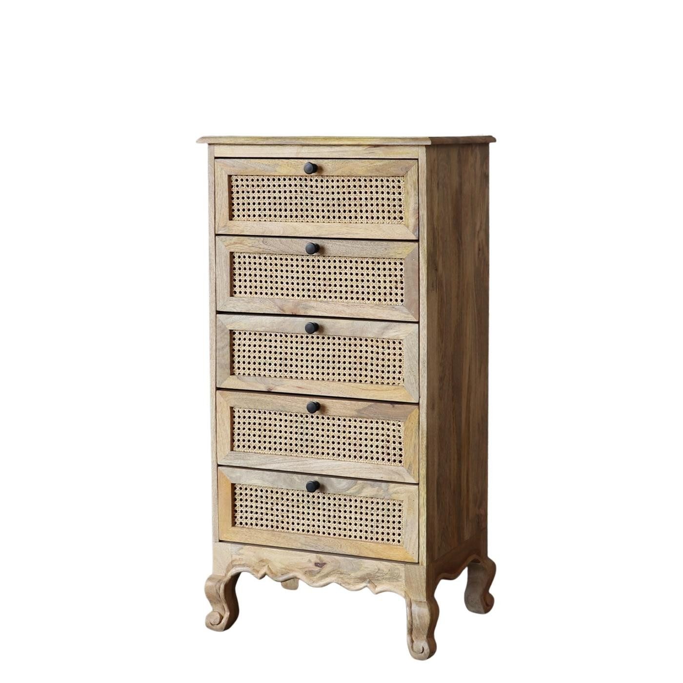 baario Schubkastenkommode Schubladenkommode WIENER Geflecht, Massivholz Antik Design Schnitzerei