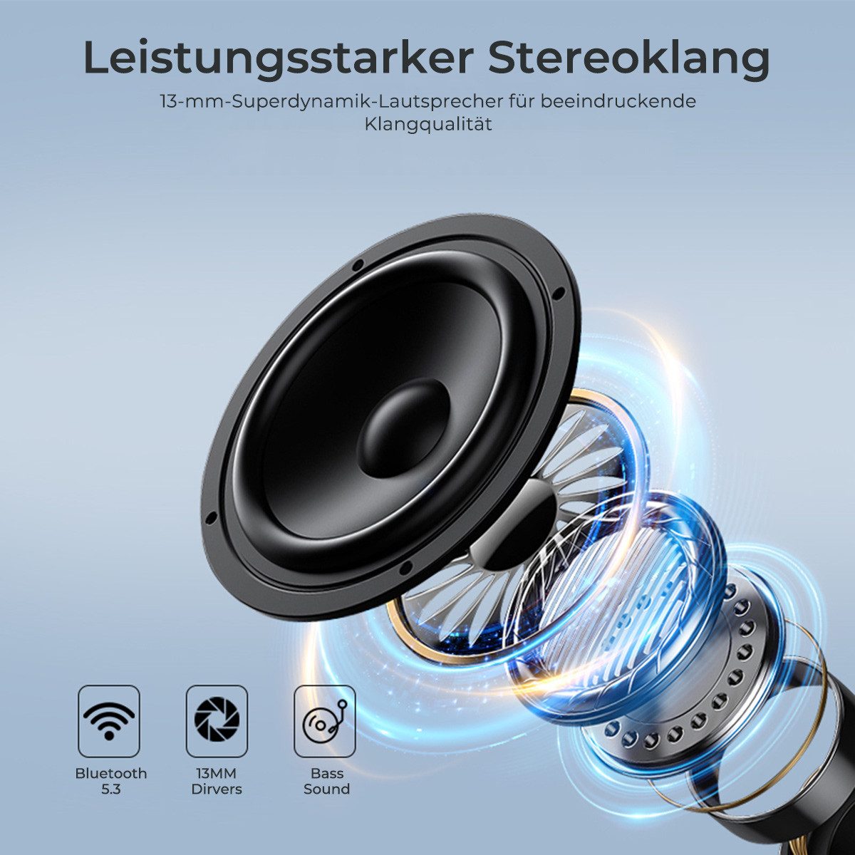 VSIUO 2026 TWS Bluetooth Kopfhörer Kabellos Earbuds HiFi Stereo In-Ear-Kopfhörer (Freisprechfunktion, Noise-Cancelling, Voice Assistant, Siri, Wireless, LED-Anzeige, ENC Lärmreduzierung Ohrhörer für Arbeit und Studium)