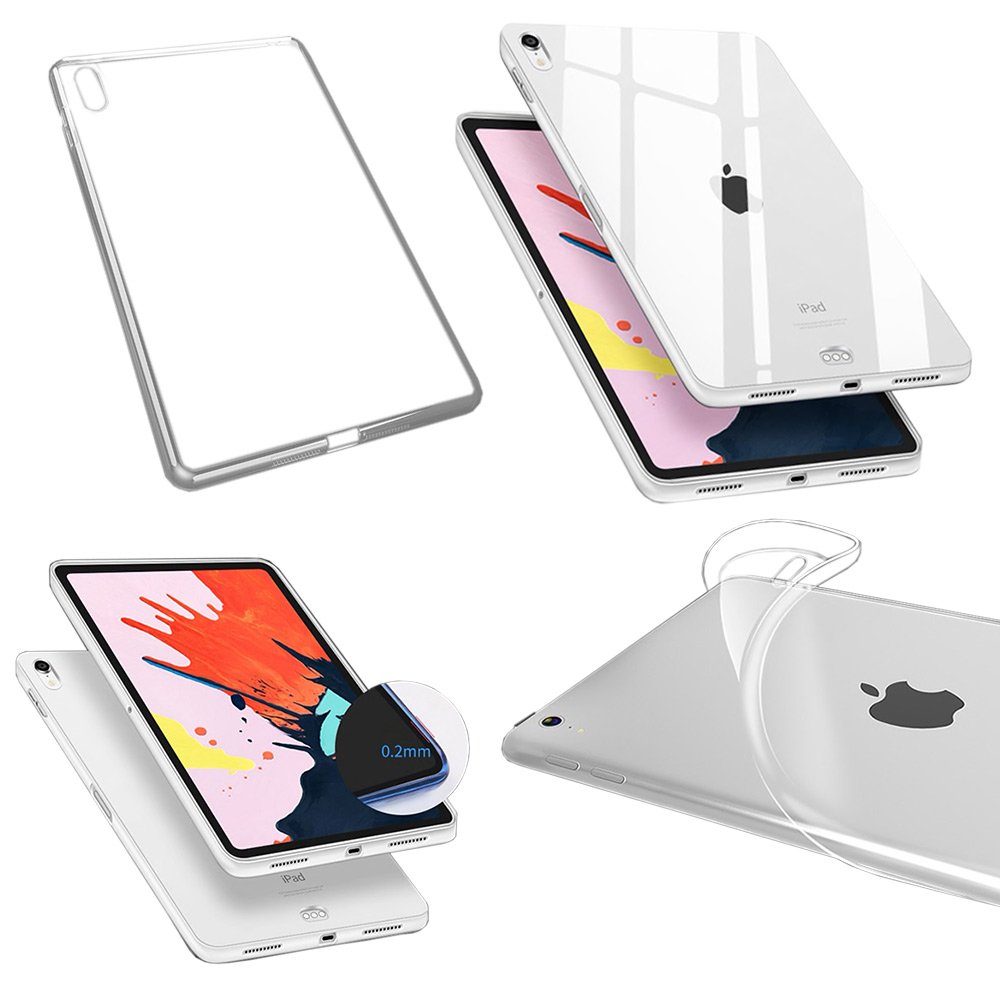 Wigento Tablet-Hülle Für Apple iPad 10.2 Zoll 2019 / 2020 / 2021 7. / 8. / 9. Generation Transparent Tasche Hülle Case TPU Silikon dünn