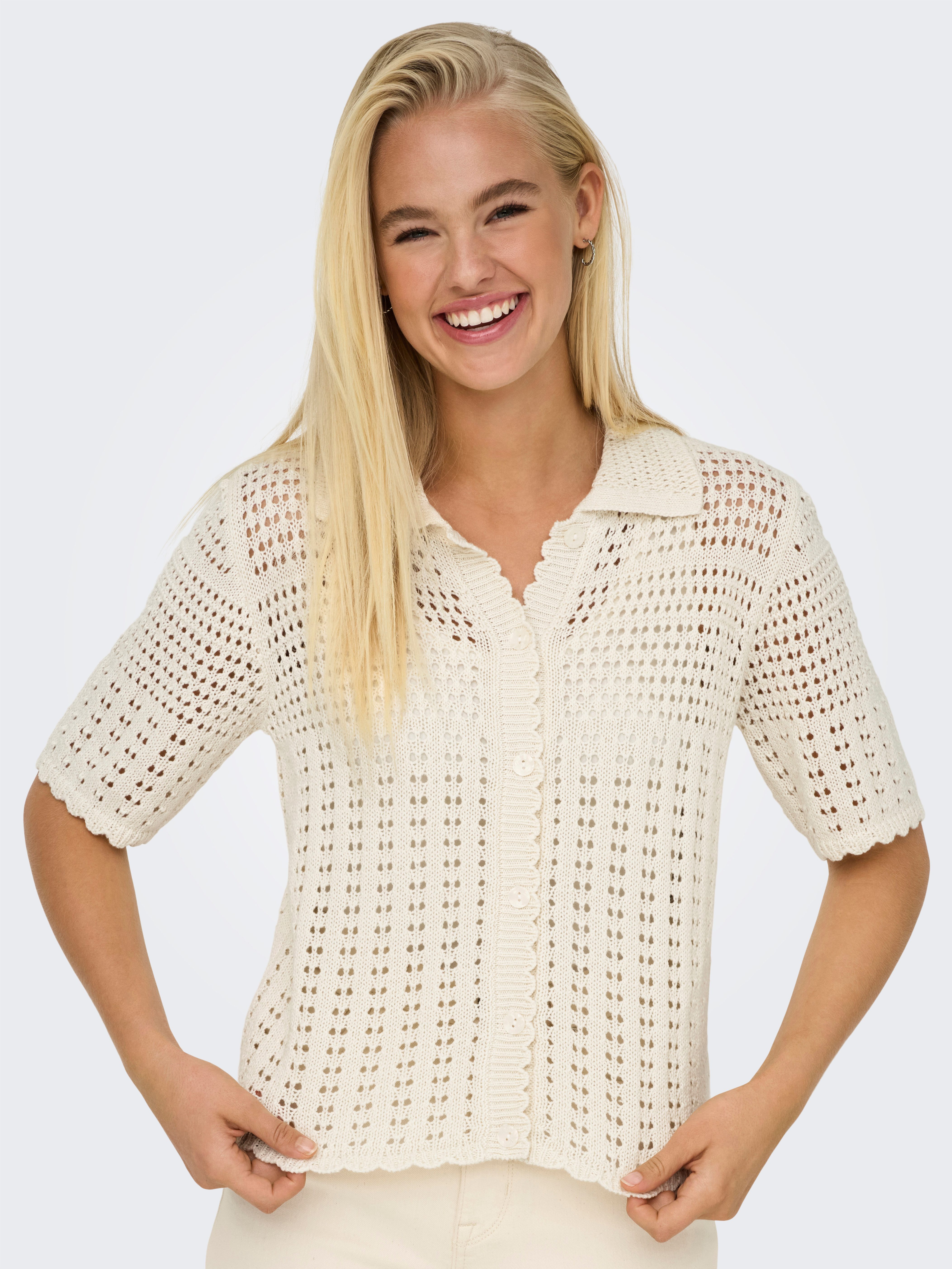 JDY Strickjacke JDYROBIN 2/4 COLLAR CARDIGAN KNT NOOS Baumwollmischung