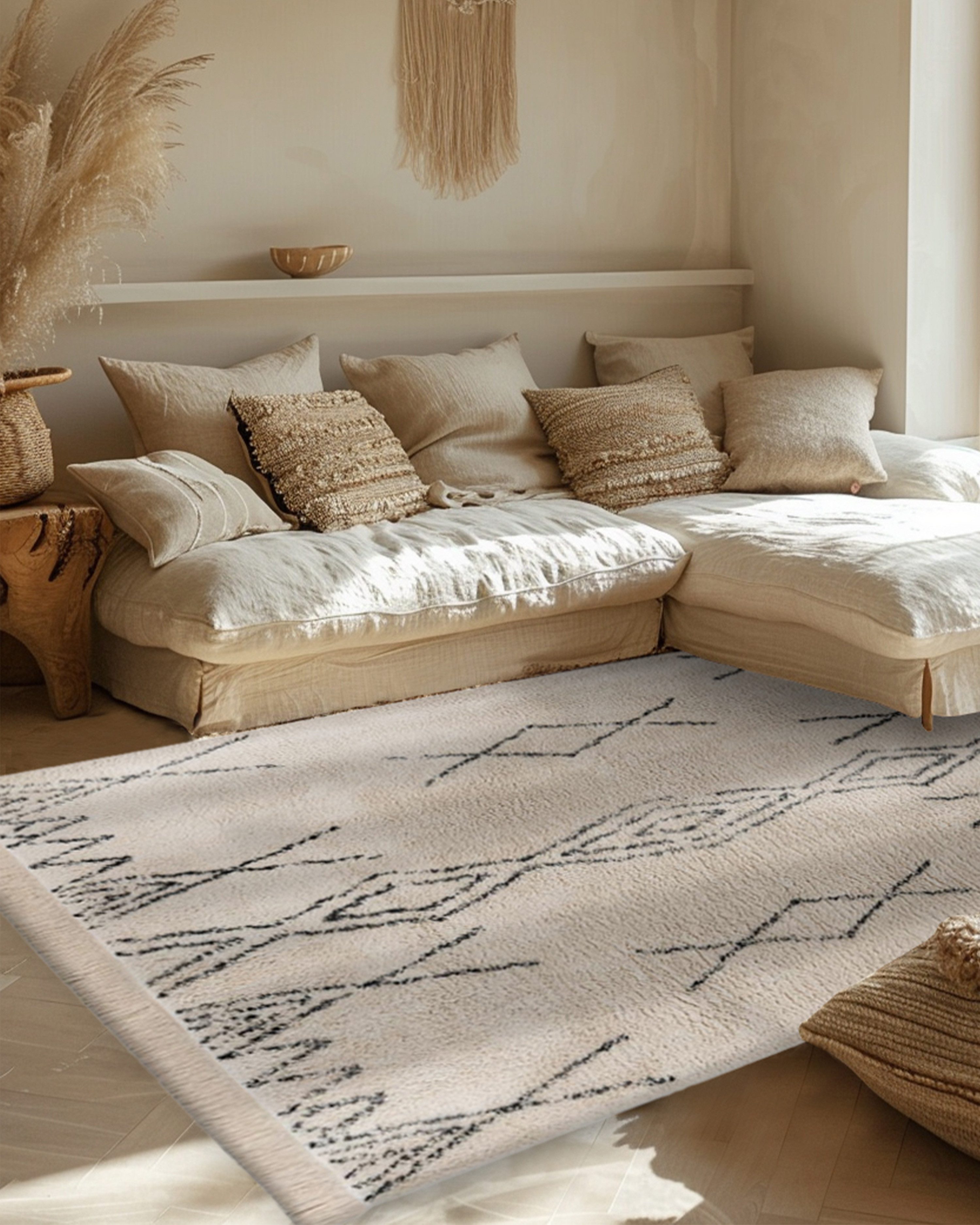 Qiyano Teppich Alena 100 Creme/Schwarz 160 x 230 cm, Rechteckig günstig online kaufen