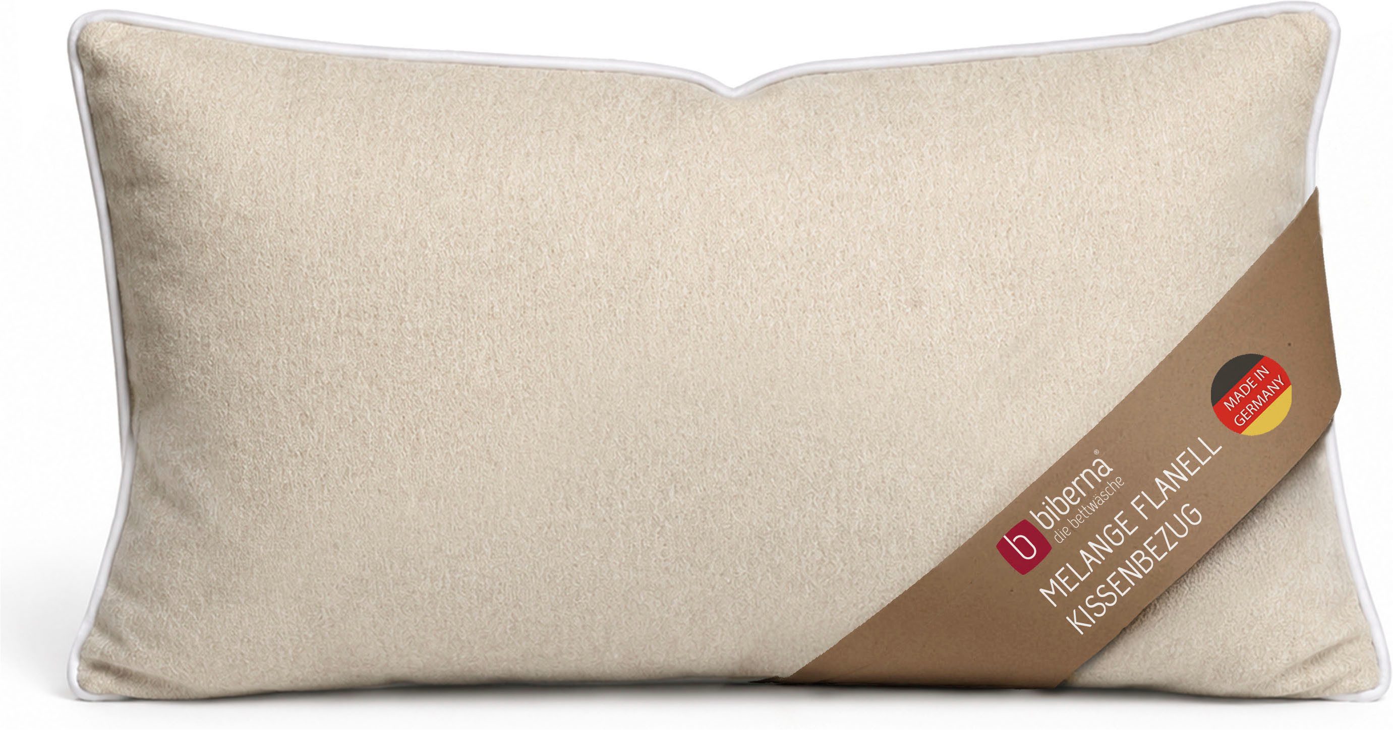 Biberna Kissenbezug 0840500 HERMAL Premium Biber Melange-Flanell 100% Baumwolle, (1 Stück), Kissenhülle, wärmend & weich, Reißverschluss, Satinpaspel
