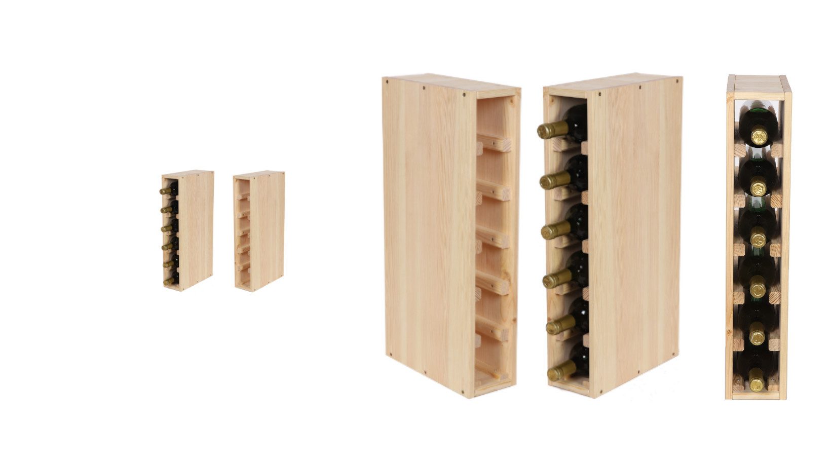 Modo24 Weinregal Flaschenregal Holzregal Flaschenständer Вариантыn 3 bis 40 Flaschen, (RW61) Modular Getränkeregal, 3 Farben, FSC Holz Эко-товар