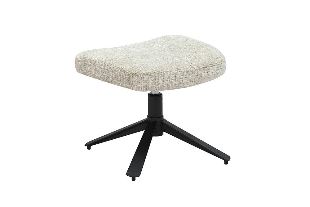 riess-ambiente Fußhocker CLOUD champagner beige/schwarz - Chenille Cremona, Metall, drehbar (Einzelartikel, 1 St), Fußhocker im Retro Design - ideal für Skandi Wohn- und Arbeitsbereiche