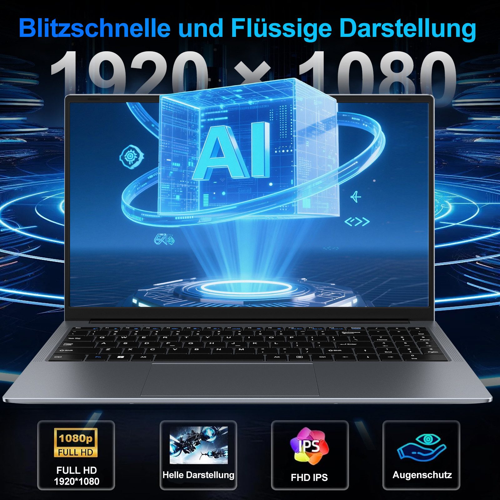 bvate RK60 Laptop 15.6 Zoll 8GB RAM 256GB SSD 1920x1080 Notebook (Celeron N5095, Celeron N5095, 8 GB, 256 GB SSD, 180° Drehung/Low Blue Light-Zertifizierung/Deutsche Tastaturaufkleber)