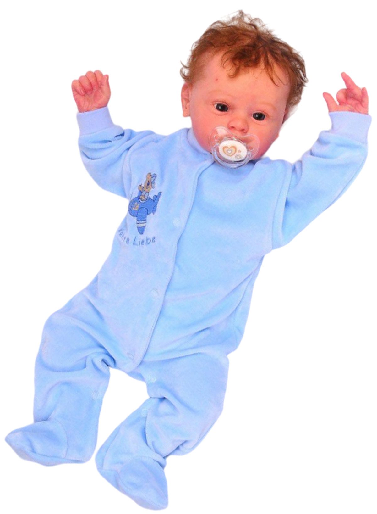 La Bortini Strampler Baby Overall aus Veloutrs Schlafanzug in Blau kuschelig weich, warm, 44 50 56 62 68 74 80