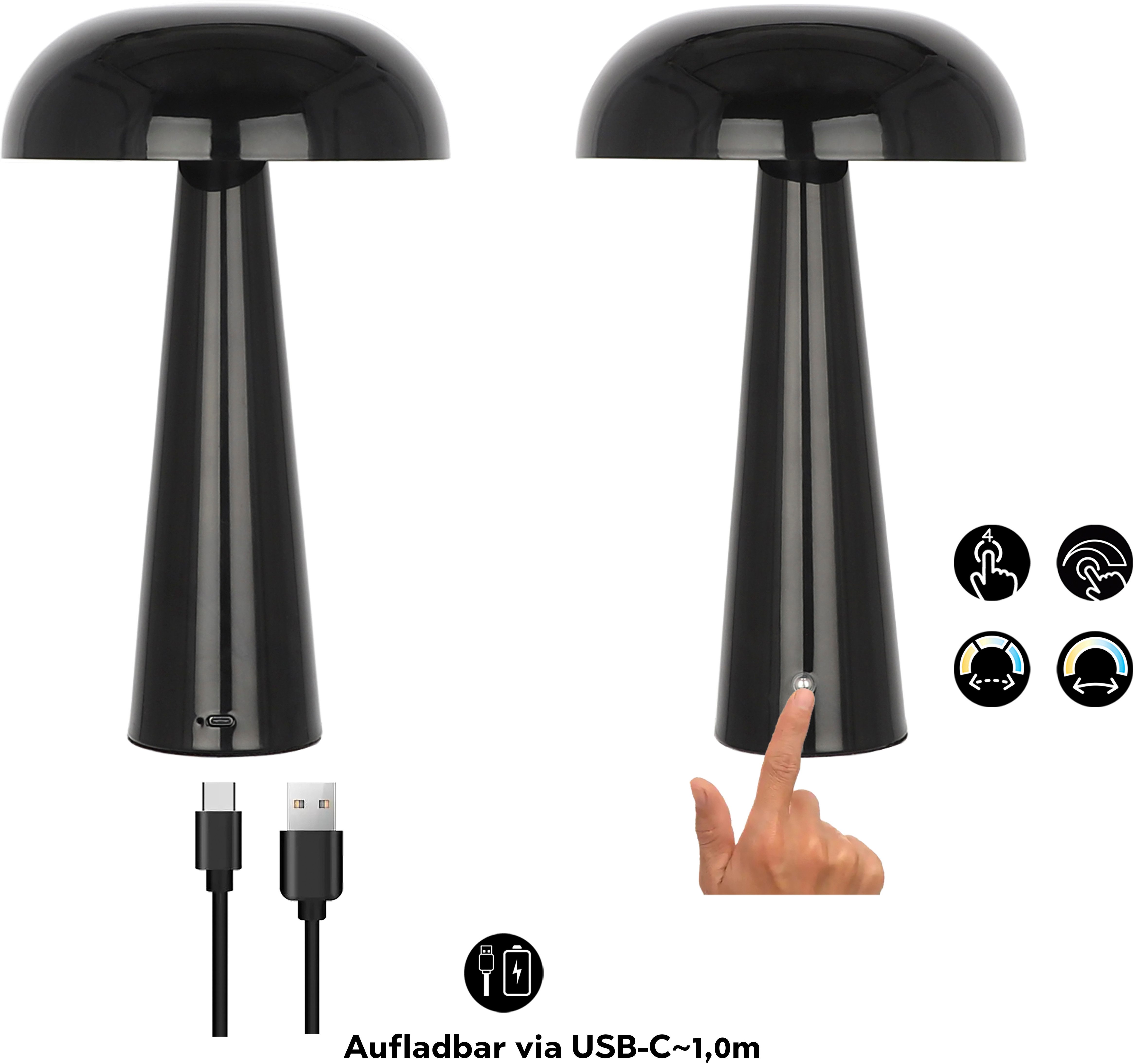 OTTO home LED Tischleuchte Katniss - Akkuleuchte, Dimmer, Dimmfunktion, Ein-/Ausschalter, Farbwechsel, USB-Ladefunktion, mehrere Helligkeitsstufen, LED fest int – Bild 5 von 5