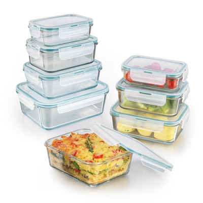 GOURMETmaxx Frischhaltedose -20 bis +330 °c, Glas, (8er Set, 16-tlg), auslaufsicher Lunchbox Vorratsdosen klick-it robustem Borosilicat-Glas