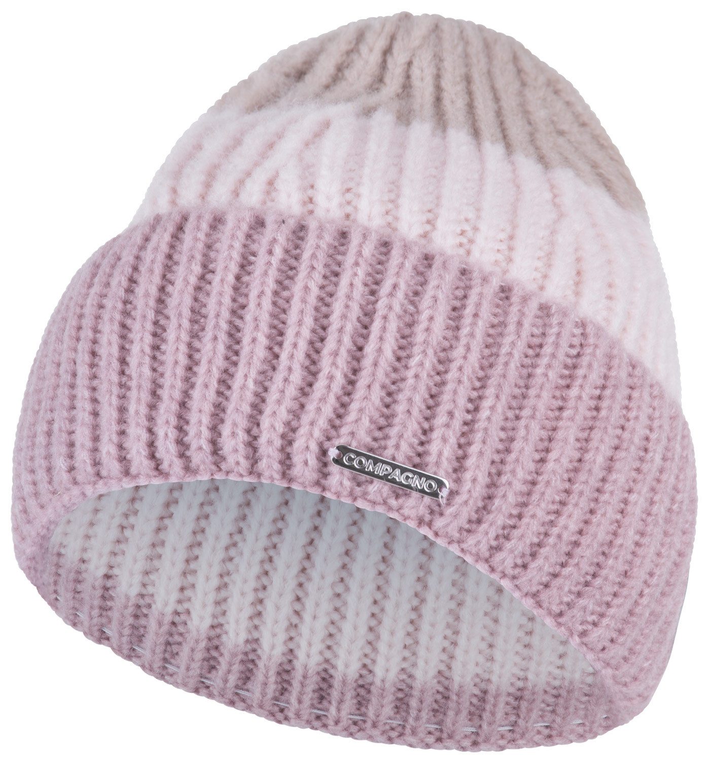 compagno Strickmütze (1-St) Klassische Beanie Wintermütze Strickmütze Damen mit breiter Krempe