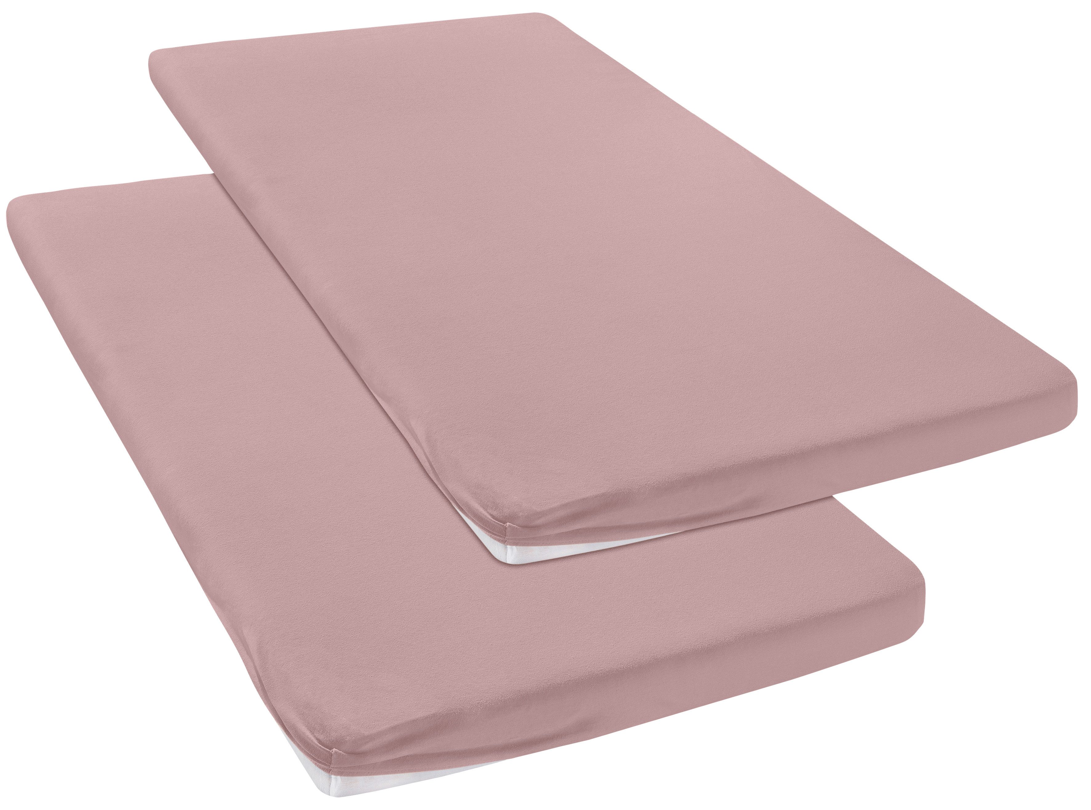 OTTO home Spannbettlaken Topper Basic, in Gr. 90x200, 140x200 oder 180x200 cm, Baumwoll-Jersey, Gummizug: rundum, (2 Stück), Baumwolle, Matratzen bis 8 cm Höhe, Bettlaken, Spannbetttuch, Laken