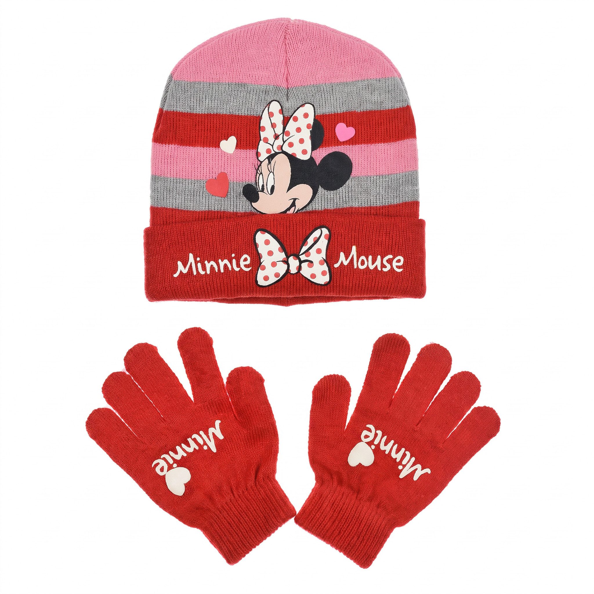 Disney Ballonmütze Disney Minnie Maus 2tlg. Set Kinder Wintermütze und Handschuhe (2-St) Gr. 52 bis 54