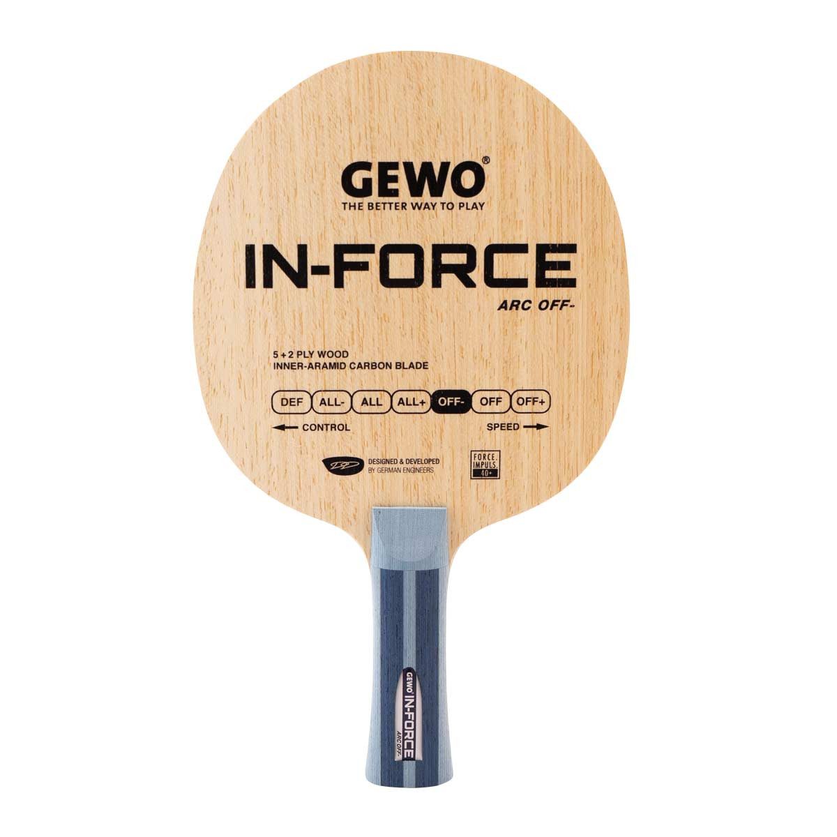 Gewo Tischtennisschläger Holz In-Force ARC OFF-, Tischtennisholz