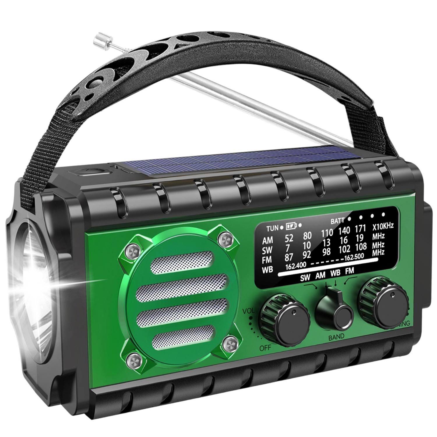 Refttenw 20000mAh Notfallradio,Solarenergieerzeugung,Kurbelradio für Ourdoor Notfallradio (Taschenlampe, Leselampe, Powerbank, Radio und SOS-Alarm, mit Taschenlampe,SOS-Alarm)