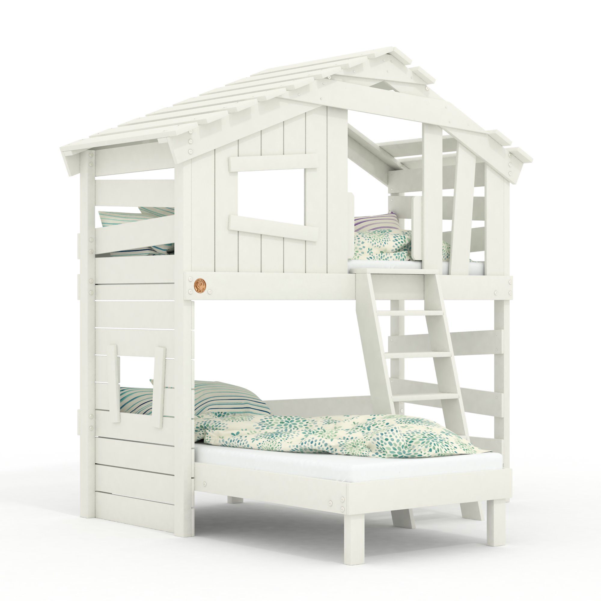 bibex Hochbett ALPIN CHALET Hochbett, Kinderbett, Etagenbett - Creme-Beige