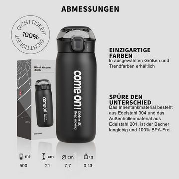 DTC GmbH Thermobecher Edelstahl Thermobecher 500ml, Kaffeebecher to go thermo mit Griff, BPA-freier Travel Mug mit Auslaufsicher Deckel, Hält bis zu 6–12h warm