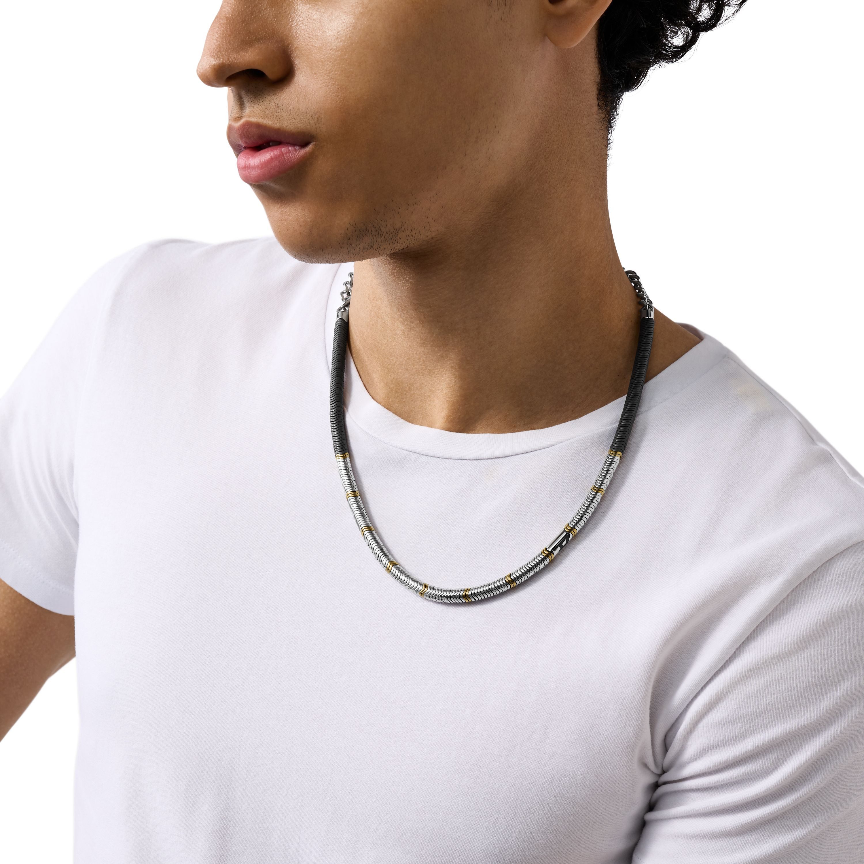 Diesel Kette ohne Anhänger Schmuck Geschenk Edelstahl Nylon D LOGO, mit Hämatit
