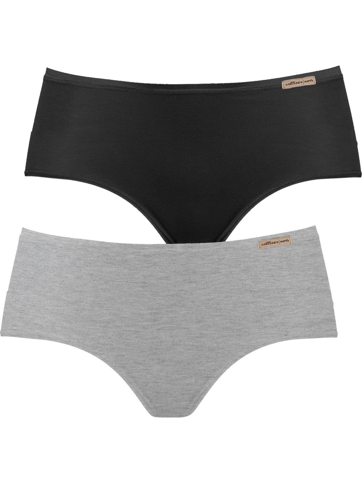 COMAZO Panty 2er Pack Damen Baumwoll Panty (Stück, 2-St) Zwickel grau-melange-schwarz