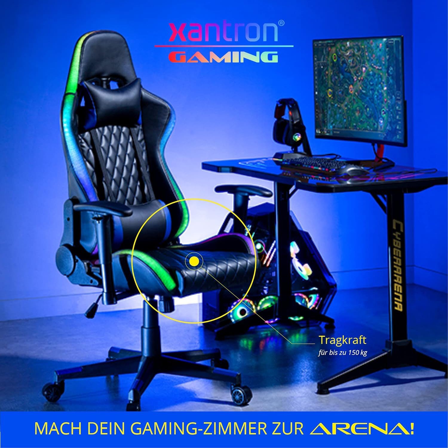Xantron Gaming Chair Gamingsessel Gaming Stuhl RGB Beleuchtung - 150 kg Bel günstig online kaufen