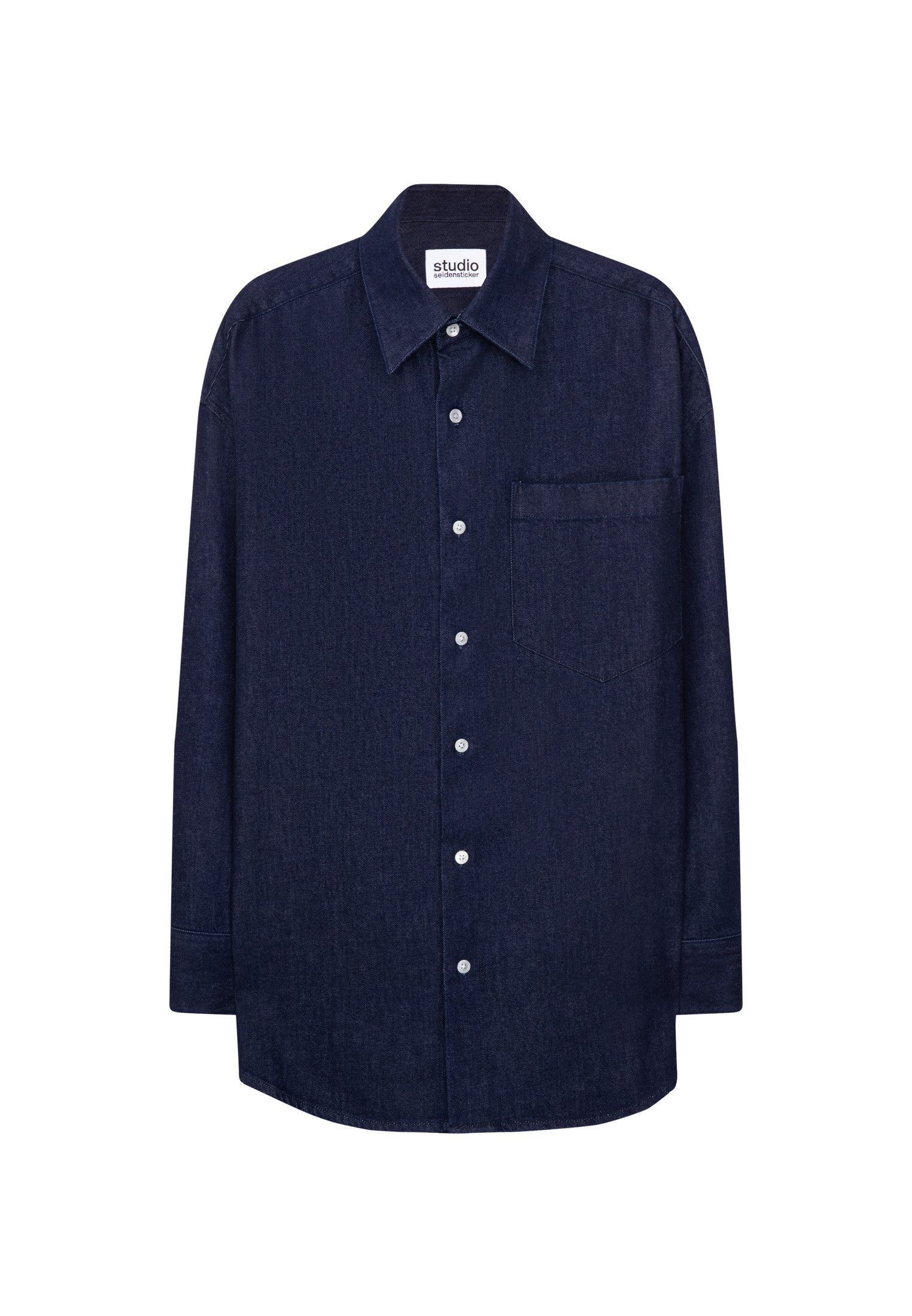 studio seidensticker Kurzarmhemd Oversized 1/1 Kentkragen Denim