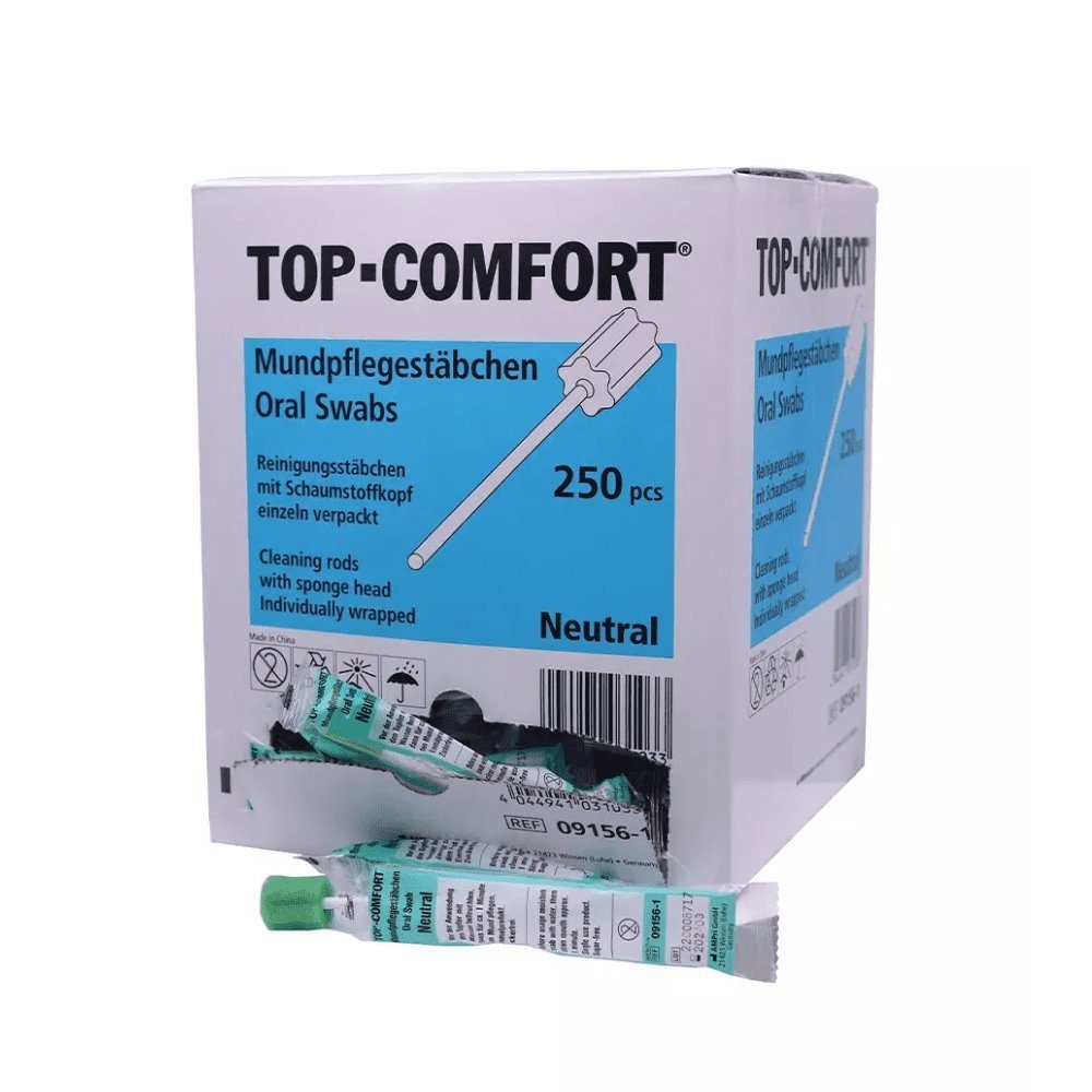 AMPri Einmal-Waschhandschuh Top-Comfort PP Mundpflegestäbchen mit PU Schwamm, Geschmack Neutral -
