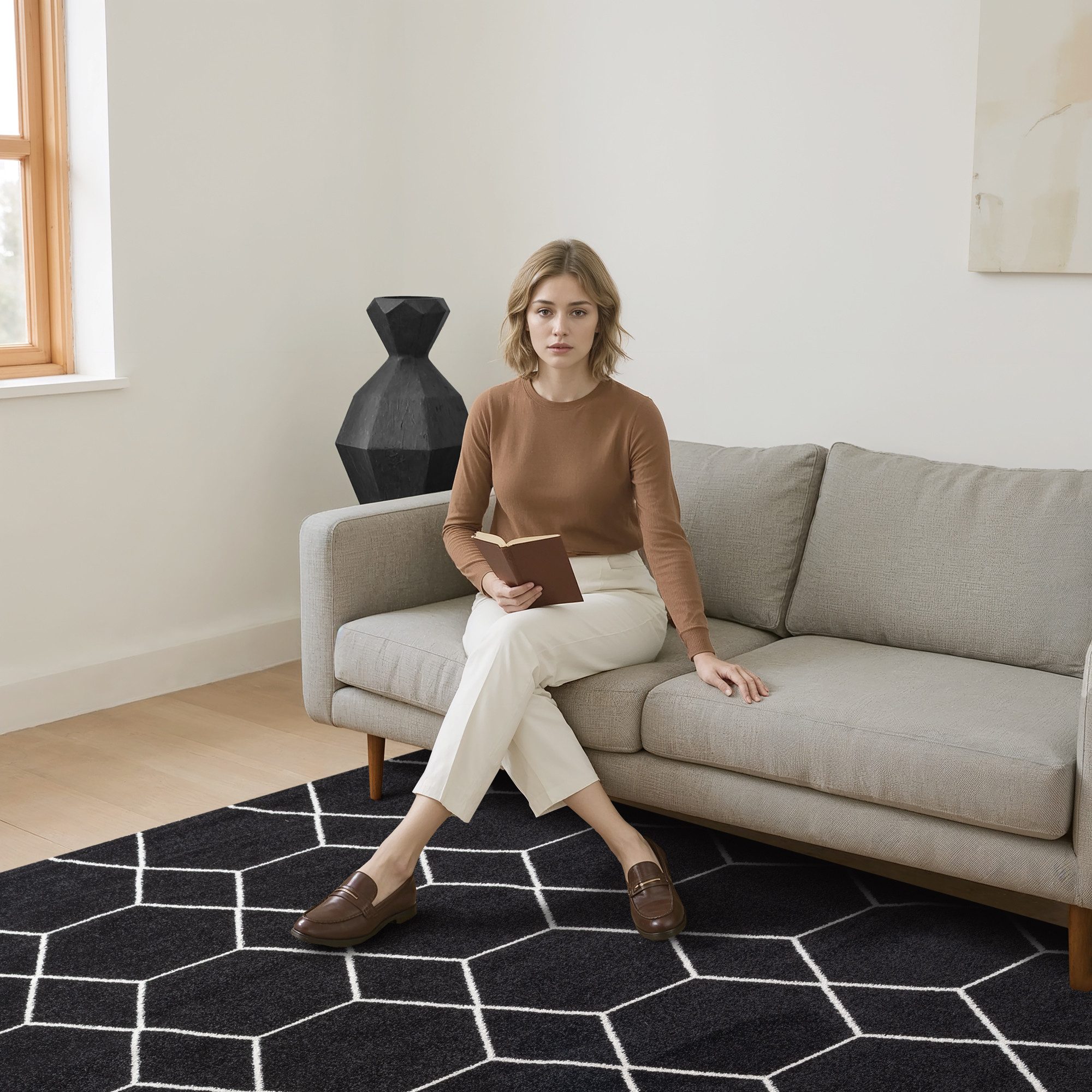 Sanat Teppich Trellis, rechteckig, Höhe: 10 mm, Kurzflor, skandi, boho, auch als Läufer und in rund