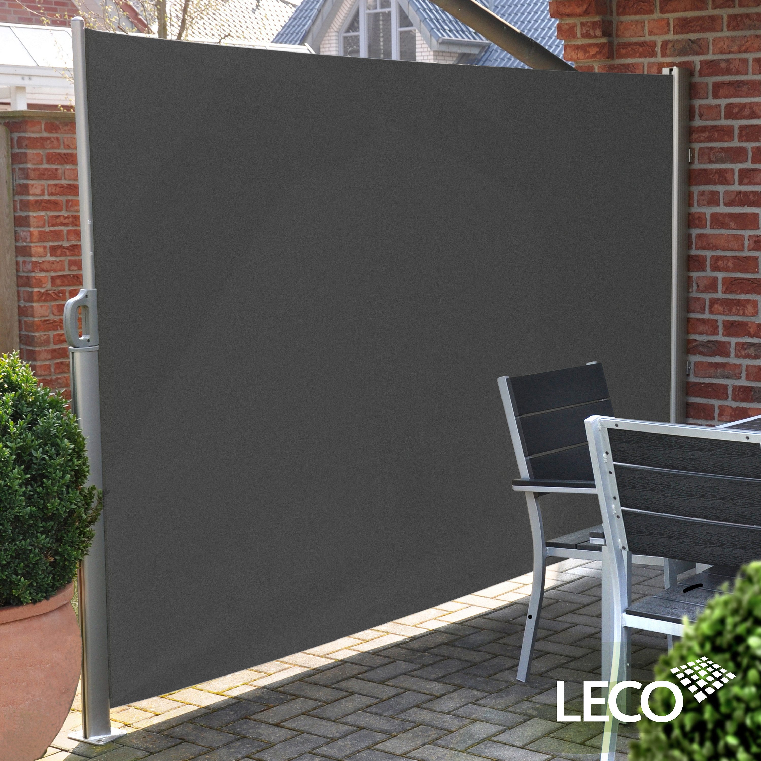 Thumbnail - Leco Seitenmarkise mit Stahlrohrgestell 300 x 160 cm (ausziehbar) wetterbeständiges Gewebe
