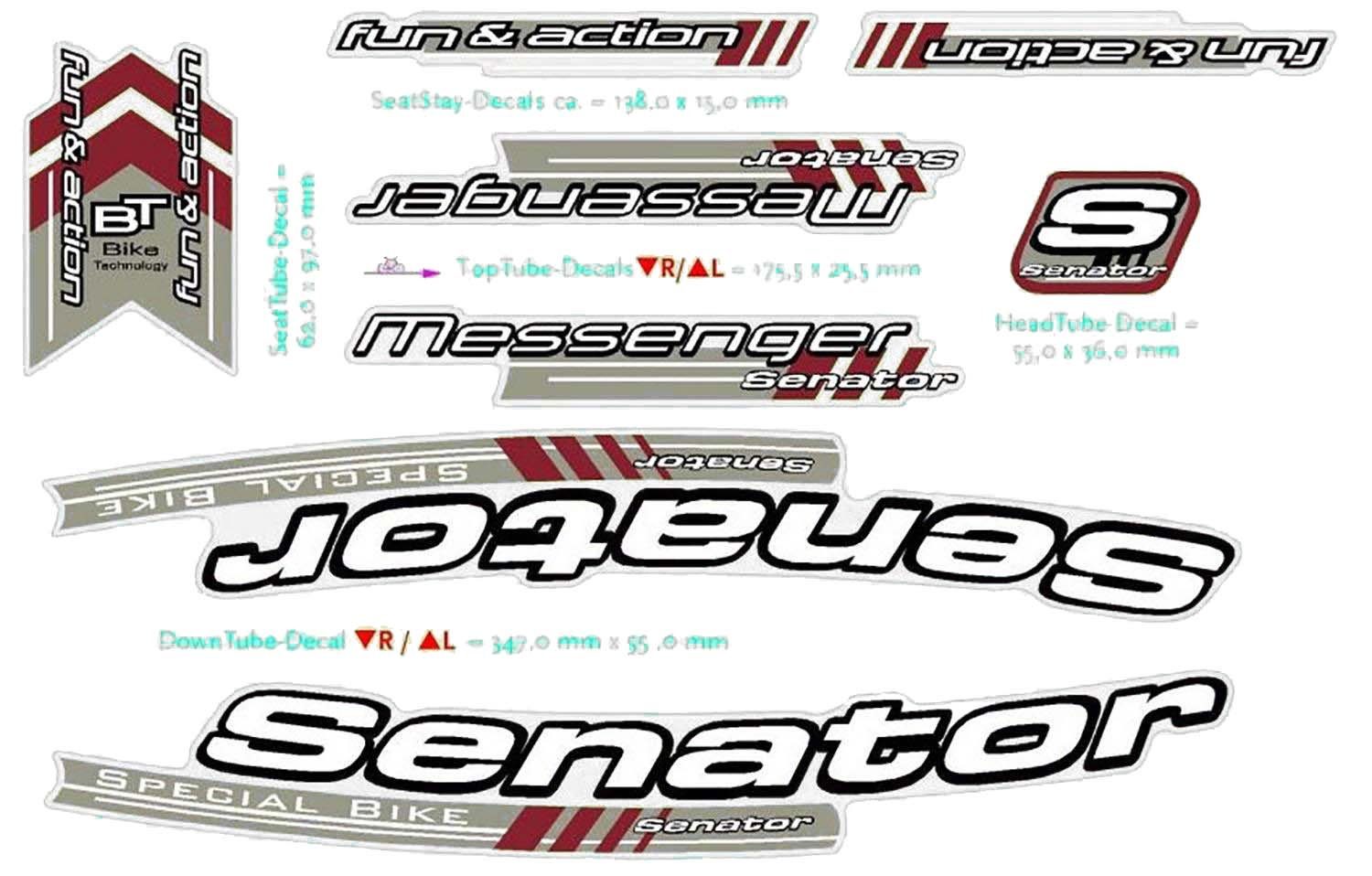 Non-Branded Fahrradrahmen DEKOR Fahrrad Rahmen SENATOR Special Bike Sticker Decal Set 8 teilig