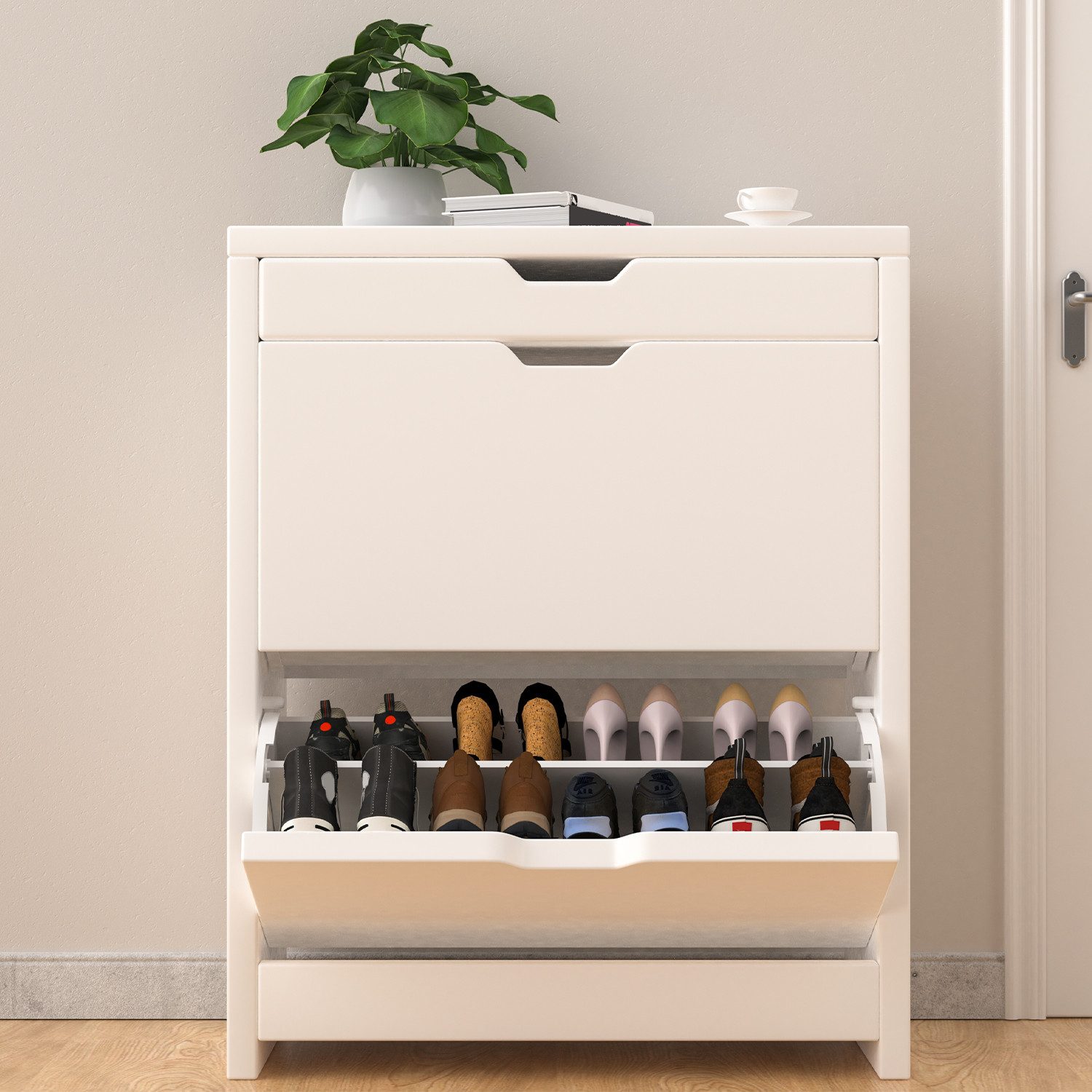 oyajia Schuhschrank Schuhkommode mit 2 Klappen günstig online kaufen