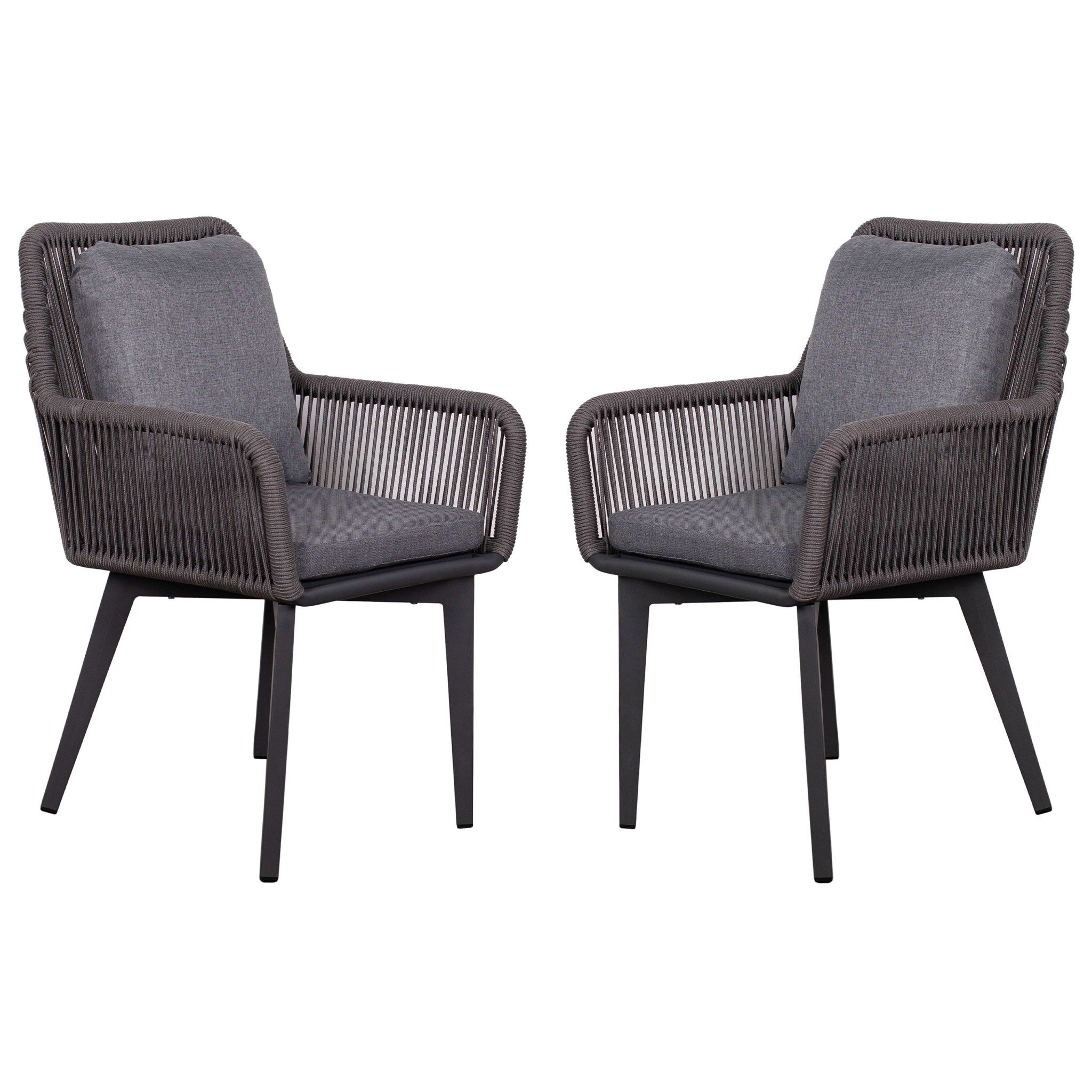 bene living Gartensessel 2er Set Diningsessel Marbella Rope (2-St., 2er Set Diningsessel Mabella Rope), inkl. Sitz- und Rückenkissen - Alurahmen mit Ropegewebe