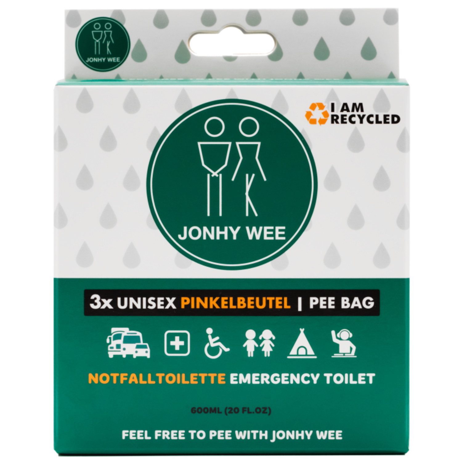 Jonhy Wee Сумка мочи 3x unisex Сумка мочи, 600 ml