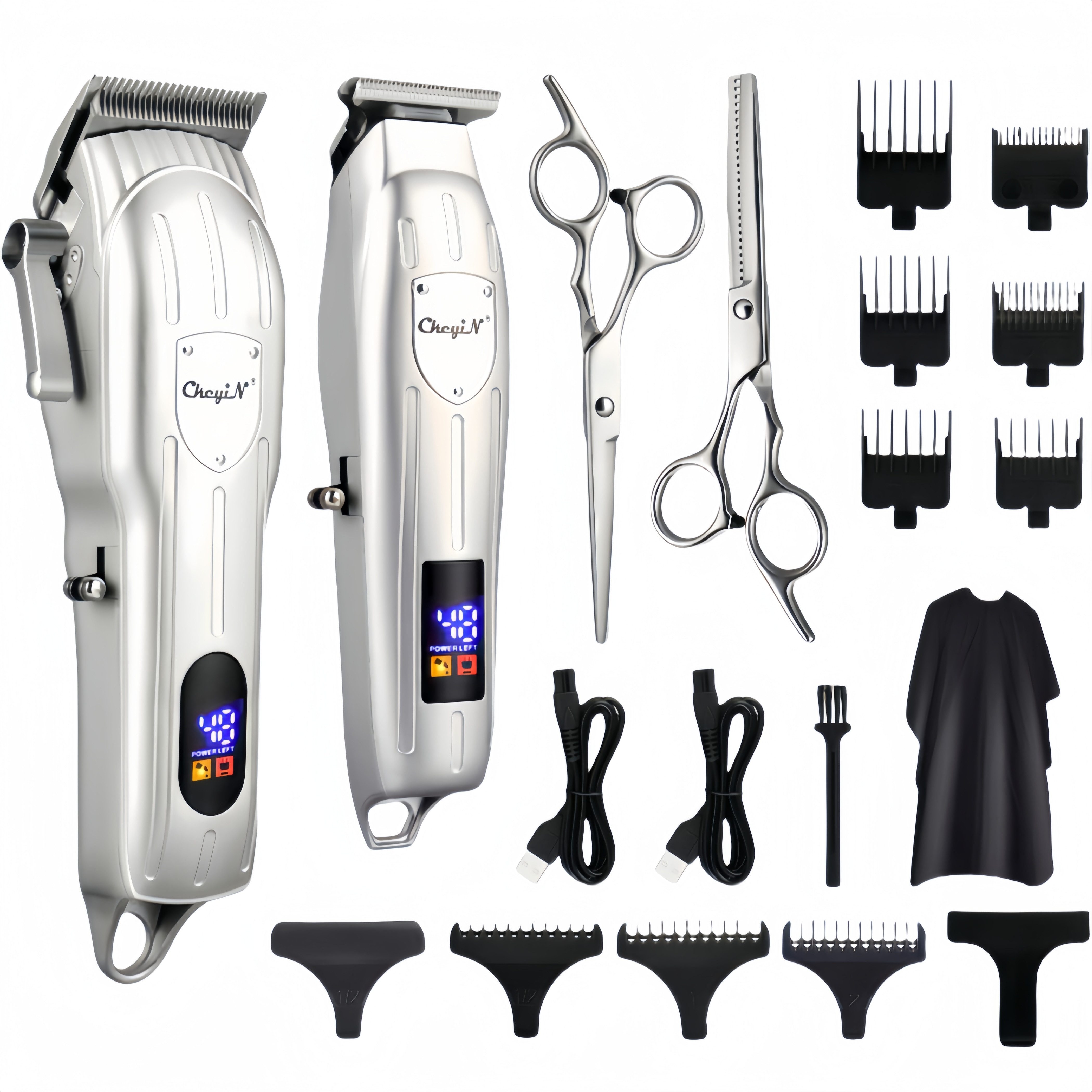CkeyiN Haar- und Триммер для бороды Elektrisch Haarschneidemaschine Profi Триммеры, Harrtrimmer und Reinigungsbürste, mit 9 Kammaufsätzen, Schneidkopf aus Keramik und Edelstahl, geräuscharm
