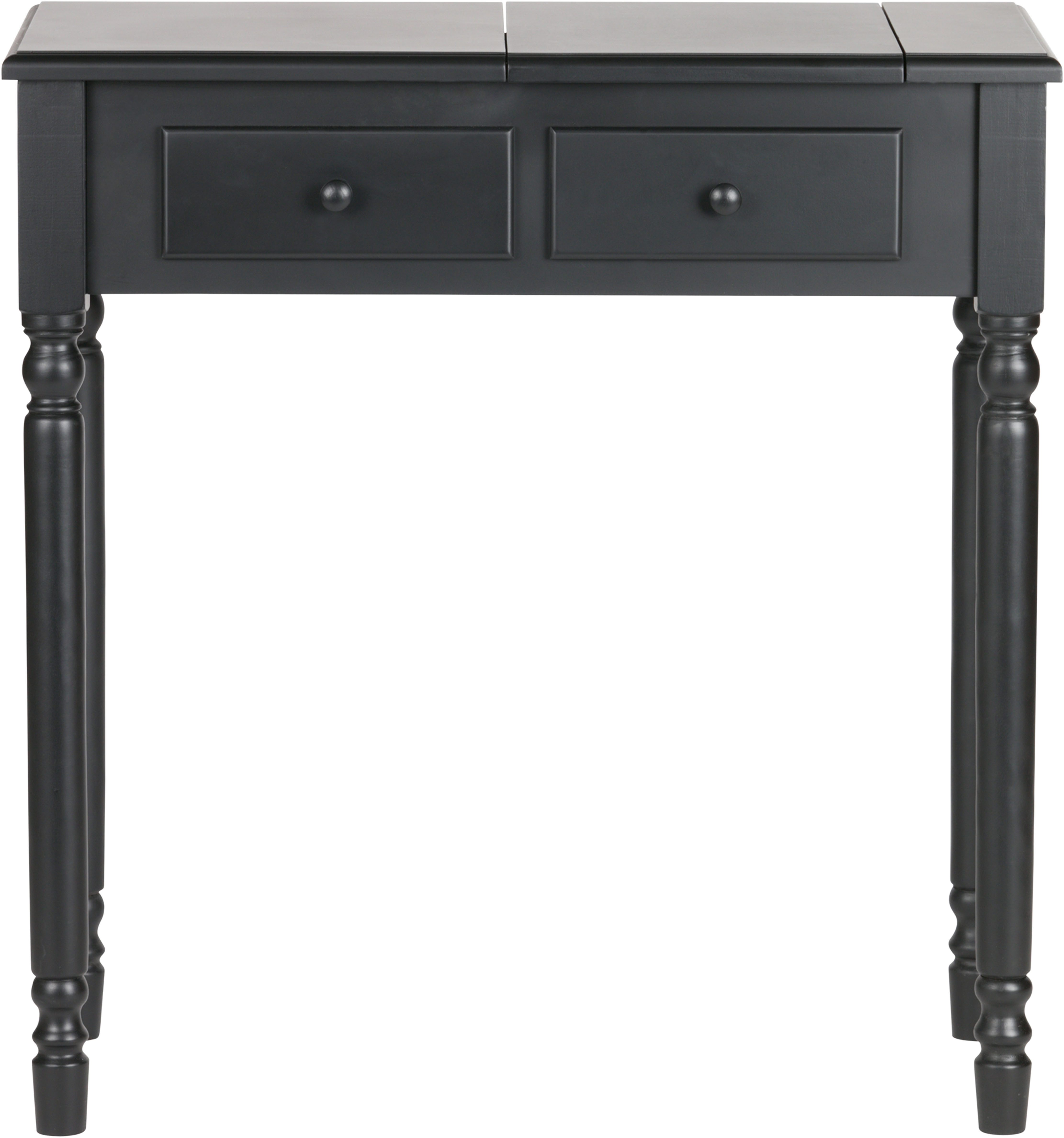 WOOOD Konsolentisch Romy Massivkiefer und integriertem Klappspiegel B 75 x T 38 x H 78 cm, Versteckte Fachaufteilung, einfach zu montieren, sichtbare Maserung
