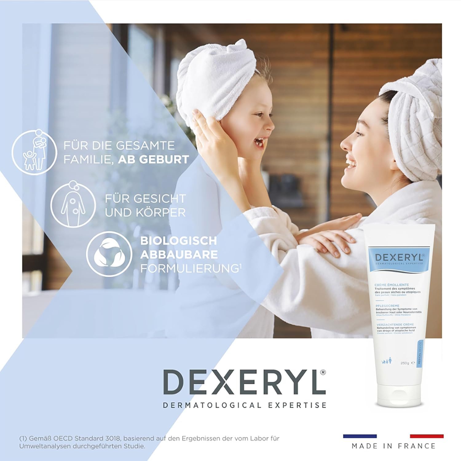 Dexeryl Hautcreme Intensive Pflege bei trockener Haut & Neurodermitis 250g Ohne Duftstoffe, Medizinische Hautpflege für sehr trockene Haut