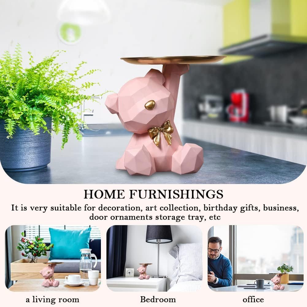 POPOLIC Tierfigur Bär Deko Bär Skulptur Deko mit Tablett Bären Tablett Deko günstig online kaufen