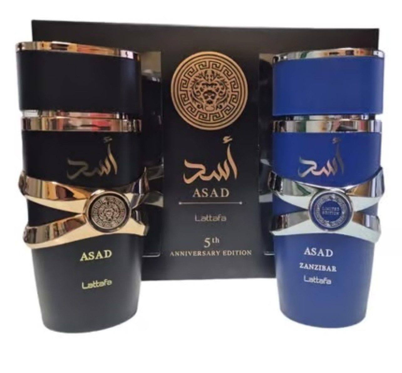 Lattafa Eau de Parfum Lattafa Anniversary Edition Asad & Asad Zanzibar, 2x100ml, Asad Set, 100% Original aus U.A.E, Geschenk Set, Herrenduft