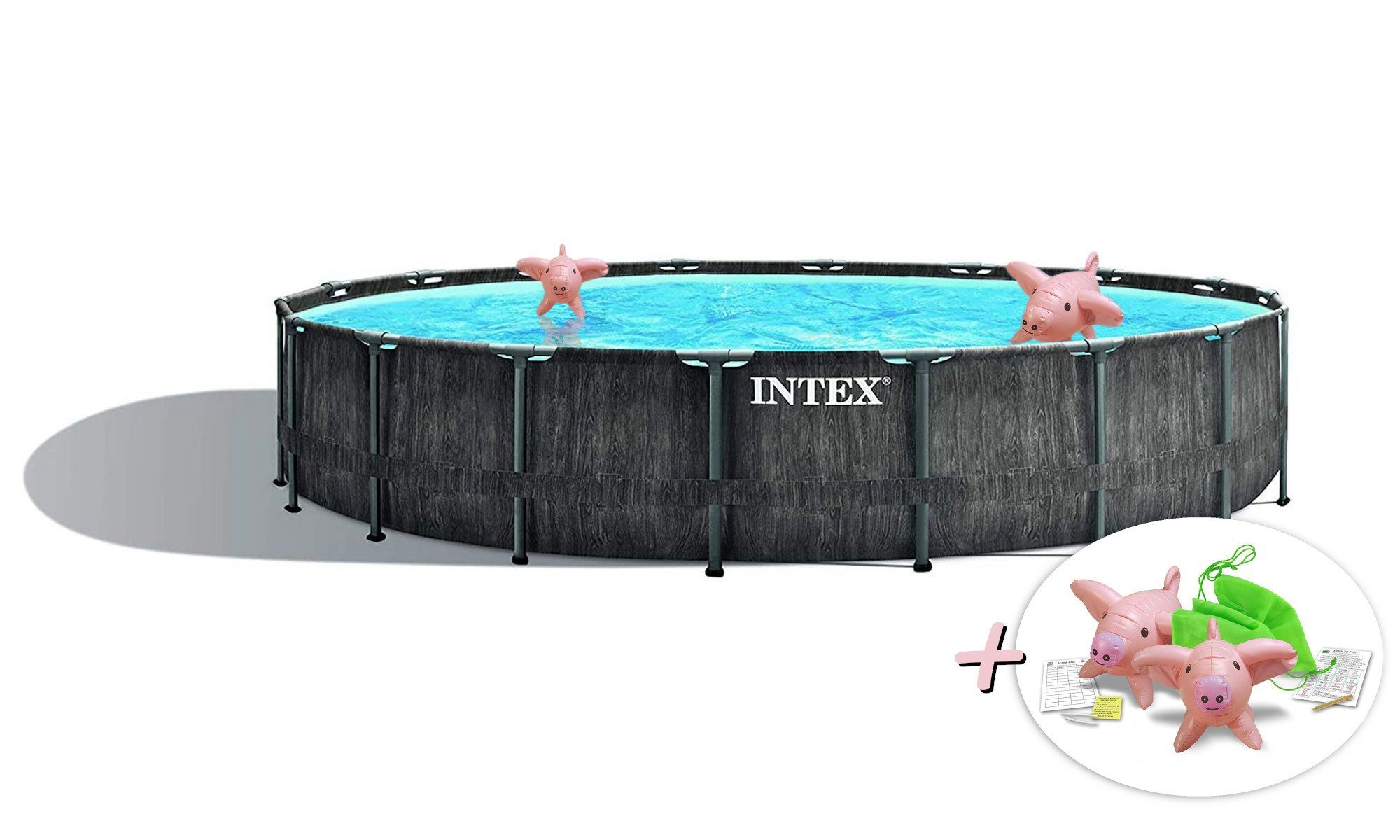 Pool INTEX 26744GN - Greywood Prism Frame Pool 549x122cm + Schwimmtiere