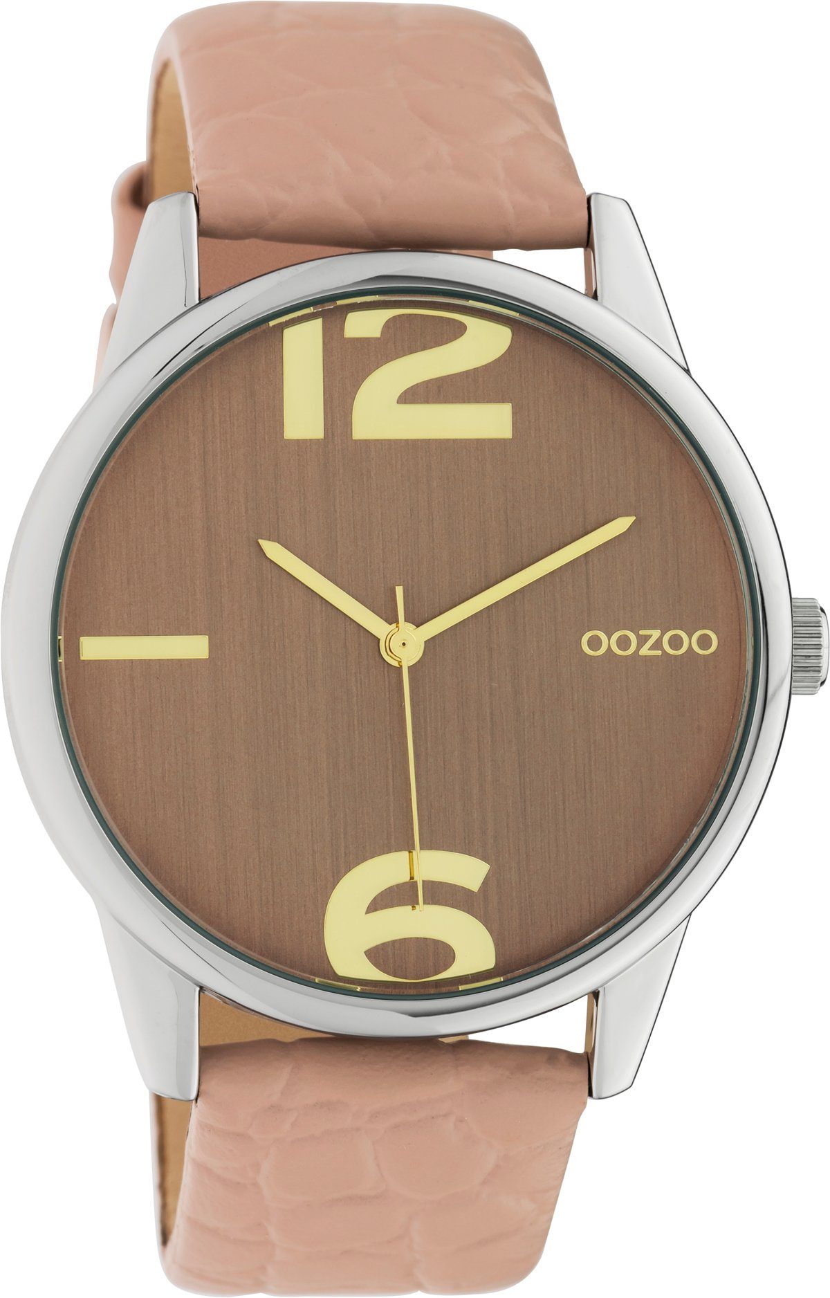 OOZOO Quarzuhr Damen Uhr C10376 Armbanduhr pinkgrau Lederband 40 mm