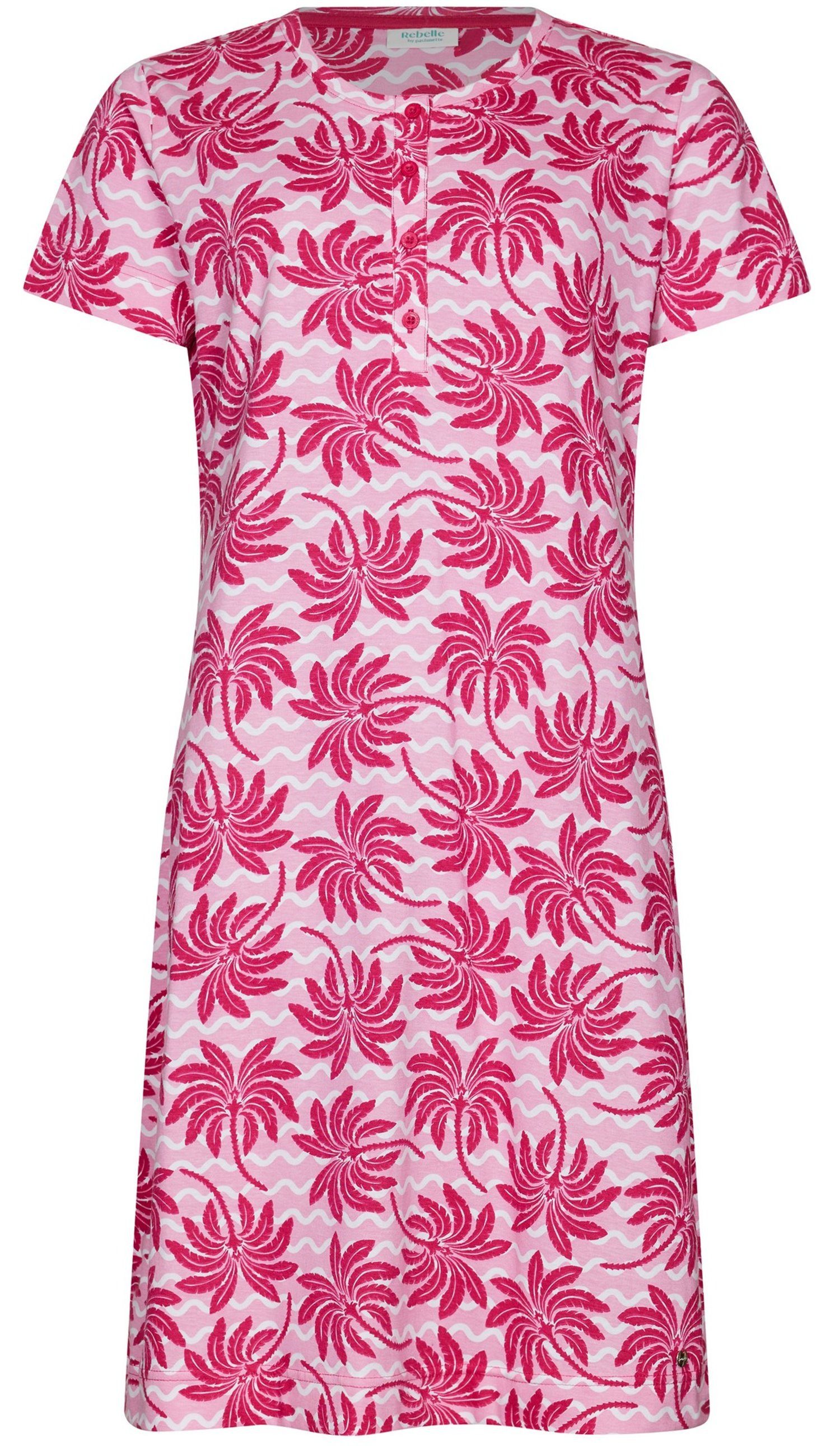 Rebelle Nachthemd Damen Schlafshirt mit kurzem Arm (1-tlg) Baumwolle