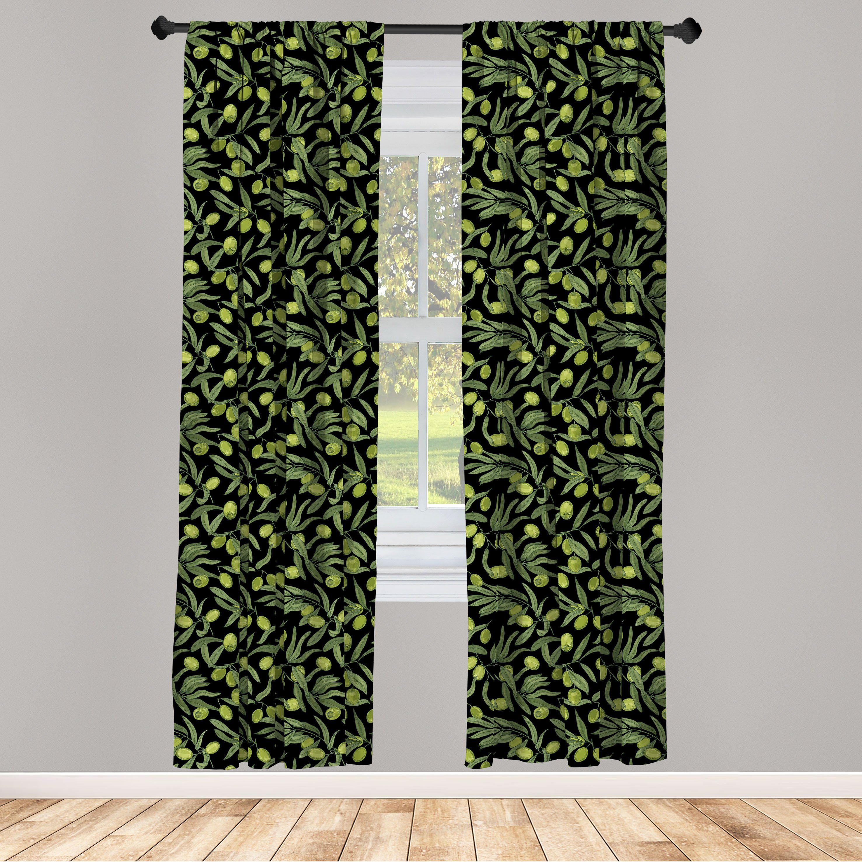 Gardine Vorhang für Wohnzimmer Schlafzimmer Dekor, Abakuhaus, Microfaser, Gemüse Olive Tree Farming Bild