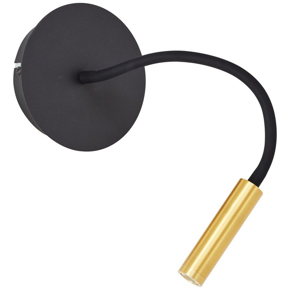 Lightbox LED Wandleuchte, LED fest integriert, warmweiß, LED-Wandleuchte,  flexibler Lesearm, 270 lm, 3000 K, schwarz/matt gold