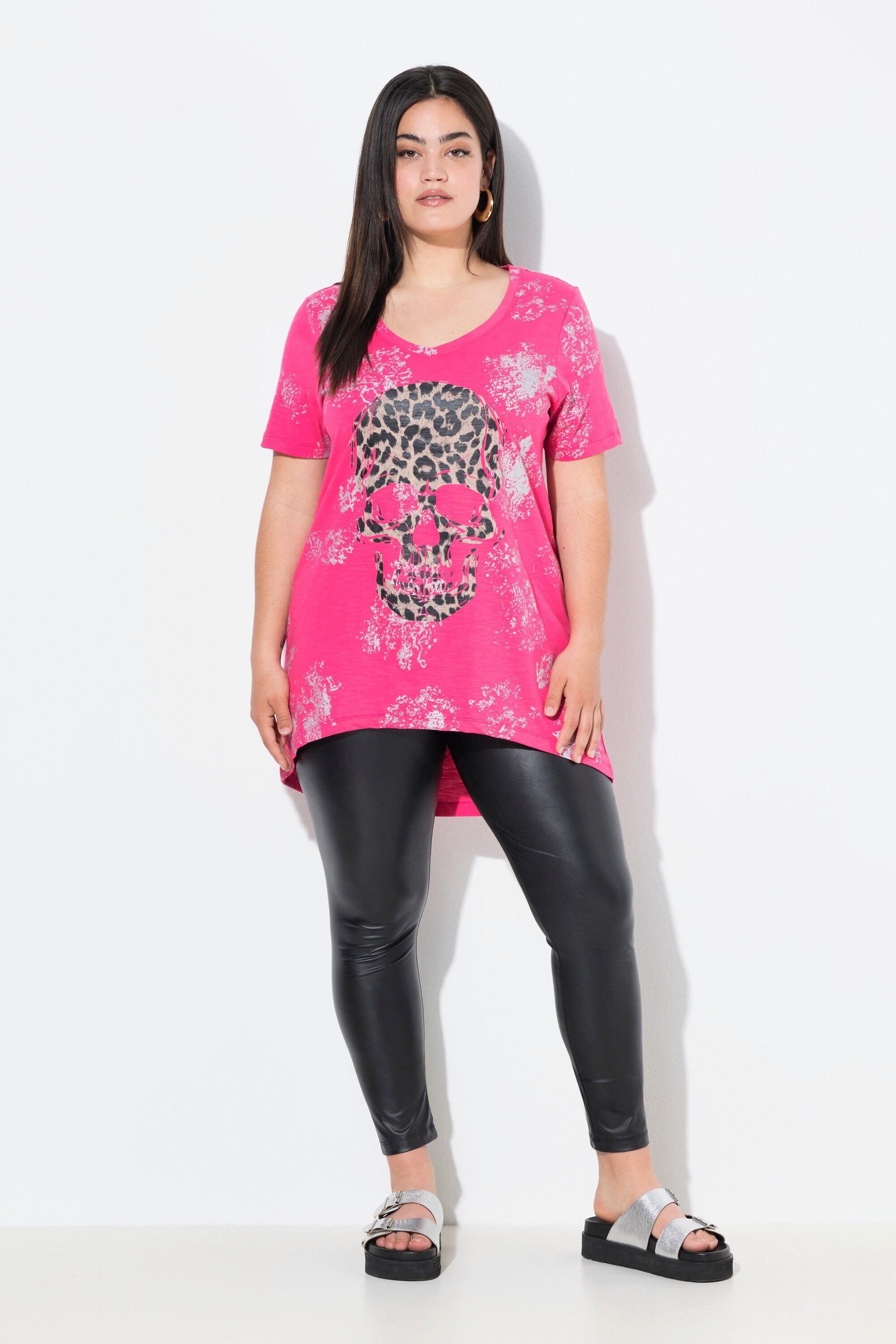 Angel of Style T-Shirt T-Shirt Leo-Totenkopf V-Ausschnitt Halbarm günstig online kaufen