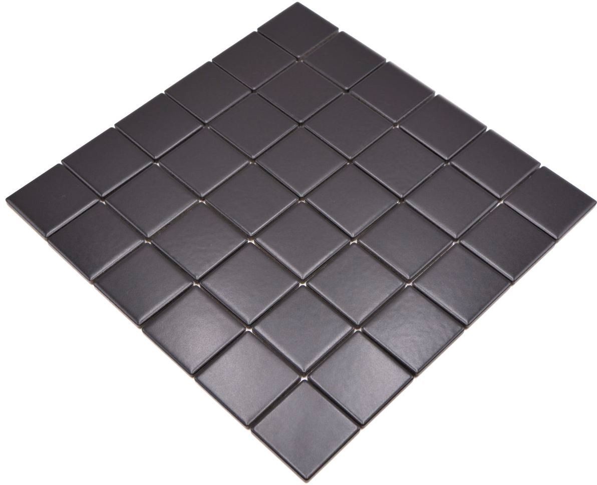 Mosani Mosaikfliesen Keramik Mosaik Fliese schwarz matt Fliesenspiegel Küchenrückwand