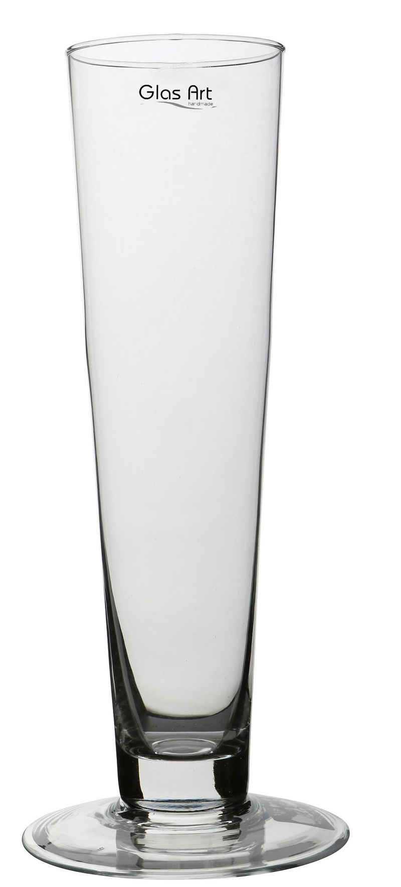 GlasArt Tischvase Glas-vase mit Fuß Glasvase Höhe 30/40cm Wohnzimmer Fensterbank
