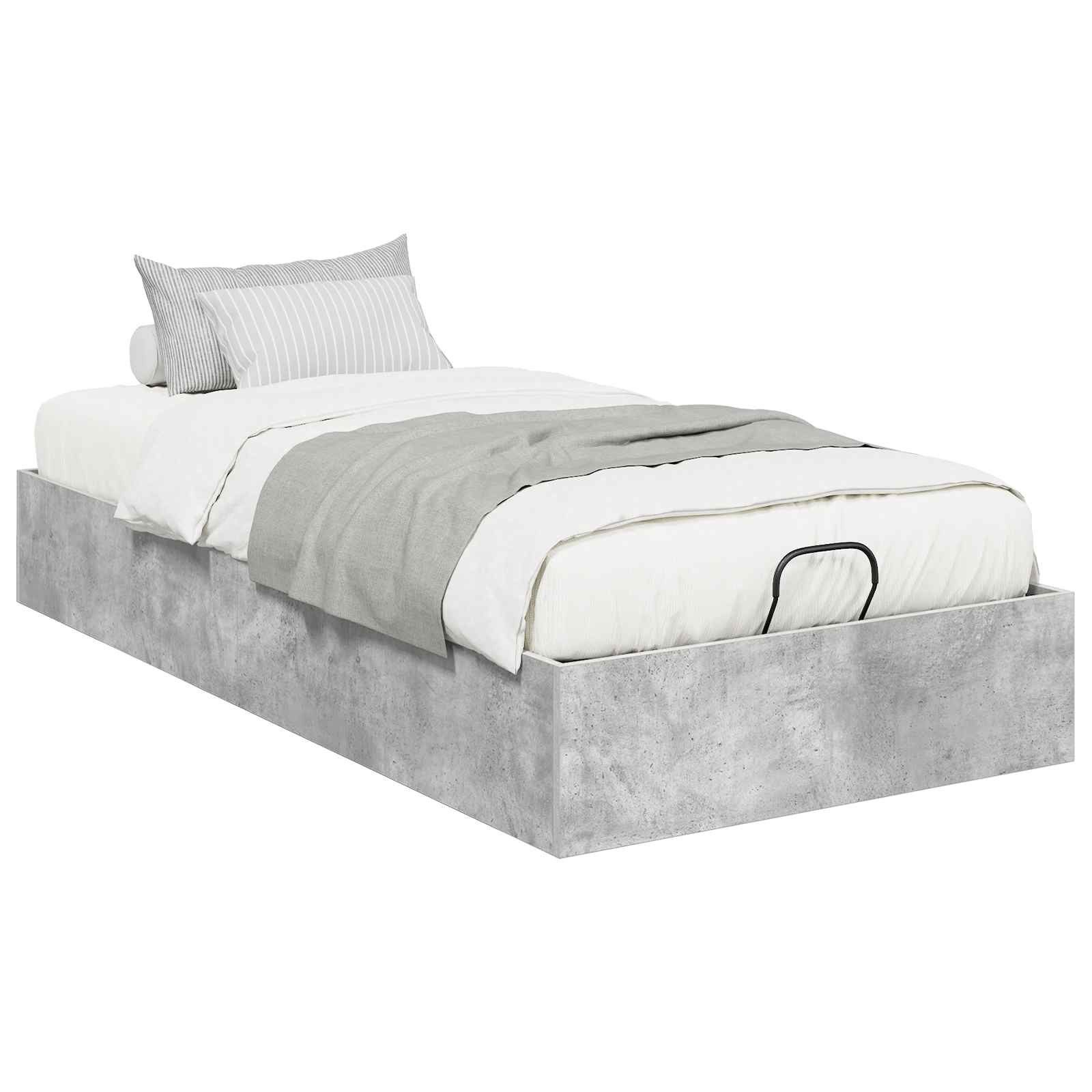 furnicato Stauraumbett Ottoman Bettgestell 100 x 200 cm Betongrau (1-tlg), Stauraumbett mit Gaslift-Mechanismus und Griffen für dein Schlafzimmer